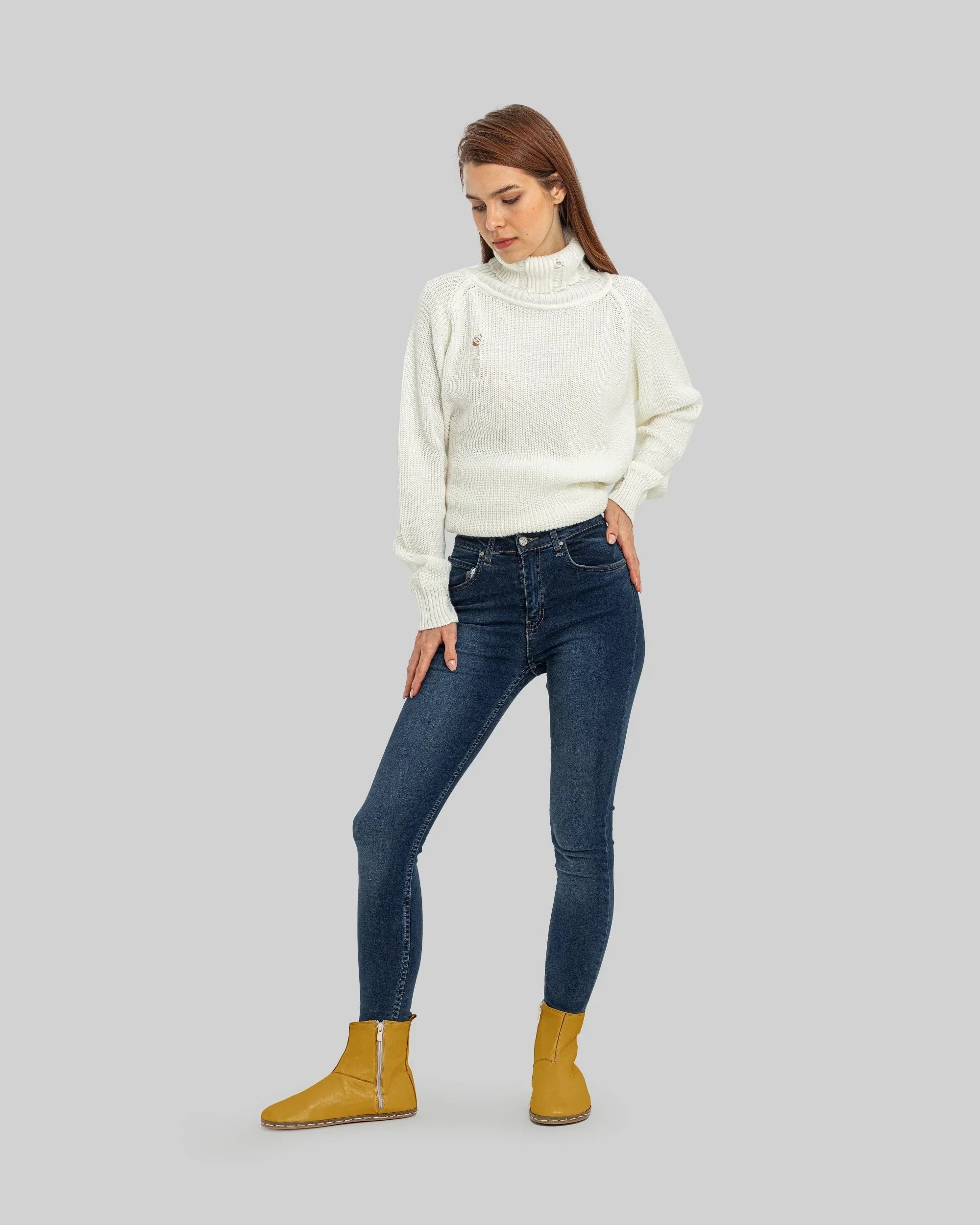Back view Mustard Chelsea Boots - Calf Leather Handcrafted | Bespoky
