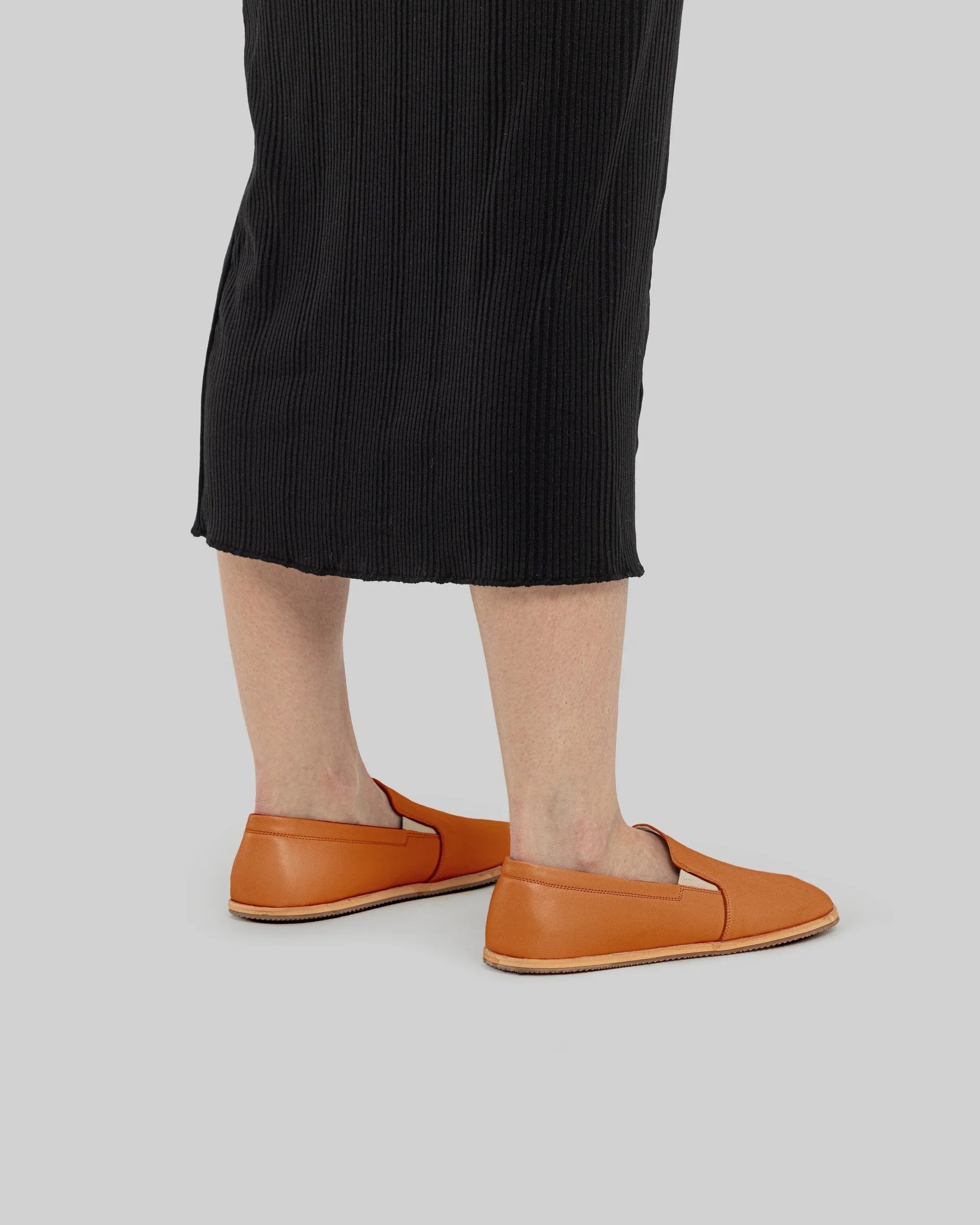 Detail Orange Barefoot Shoes - Handcrafted Calf Leather Turkey | Bespoky