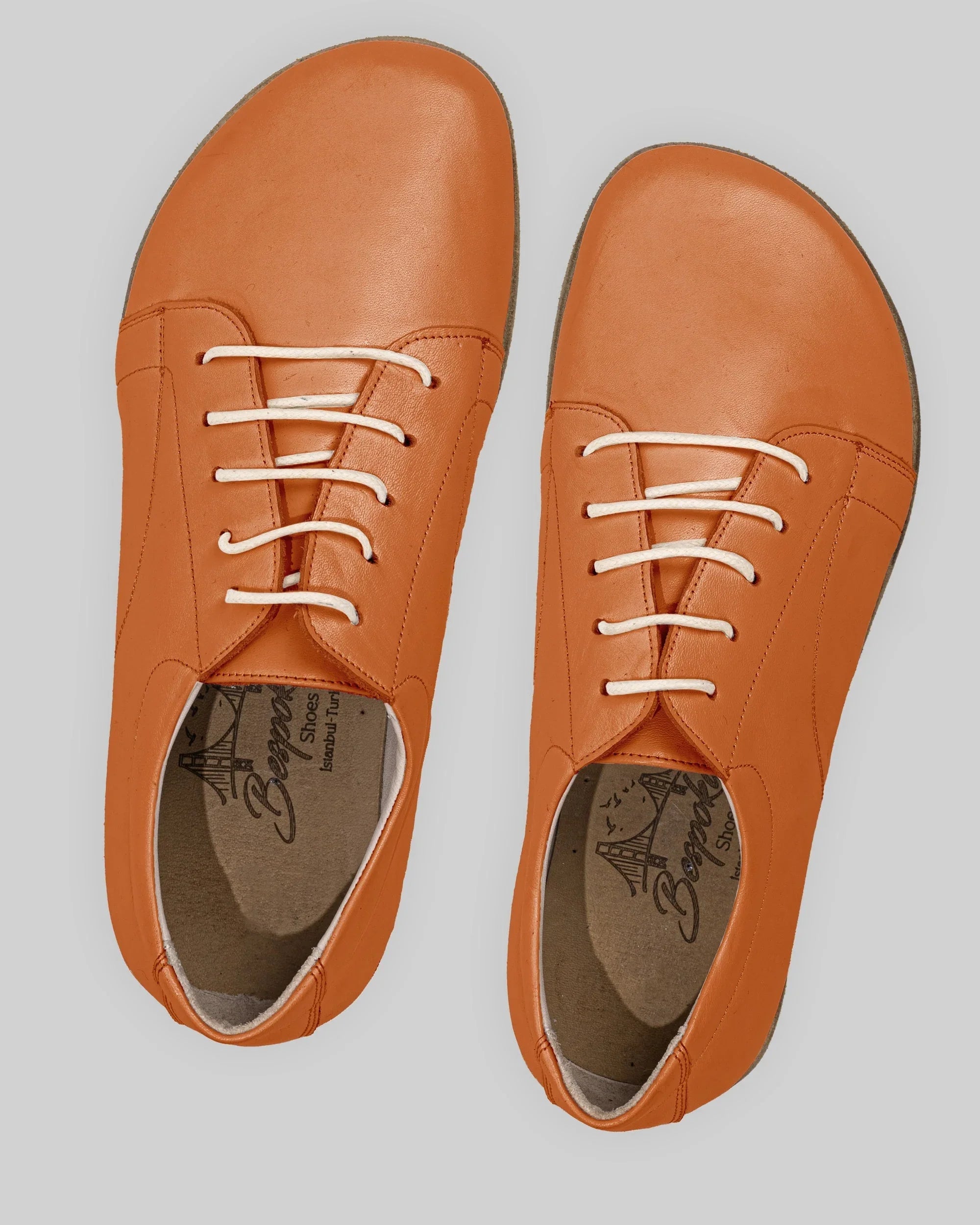 Side view Orange Barefoot Sneaker - Calf Leather Zero Drop | Bespoky