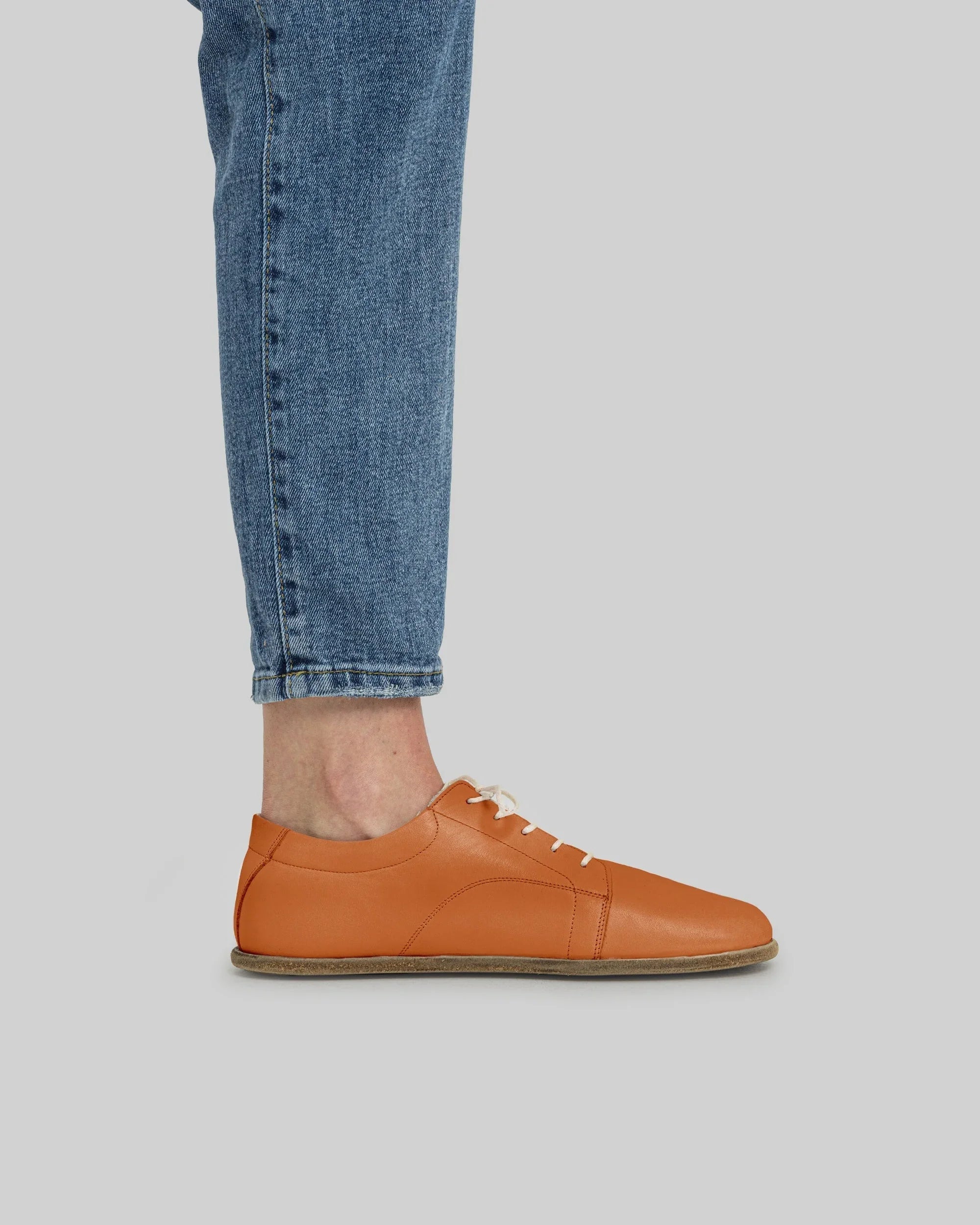 Detail Orange Barefoot Sneaker - Handcrafted Calf Leather Turkey | Bespoky
