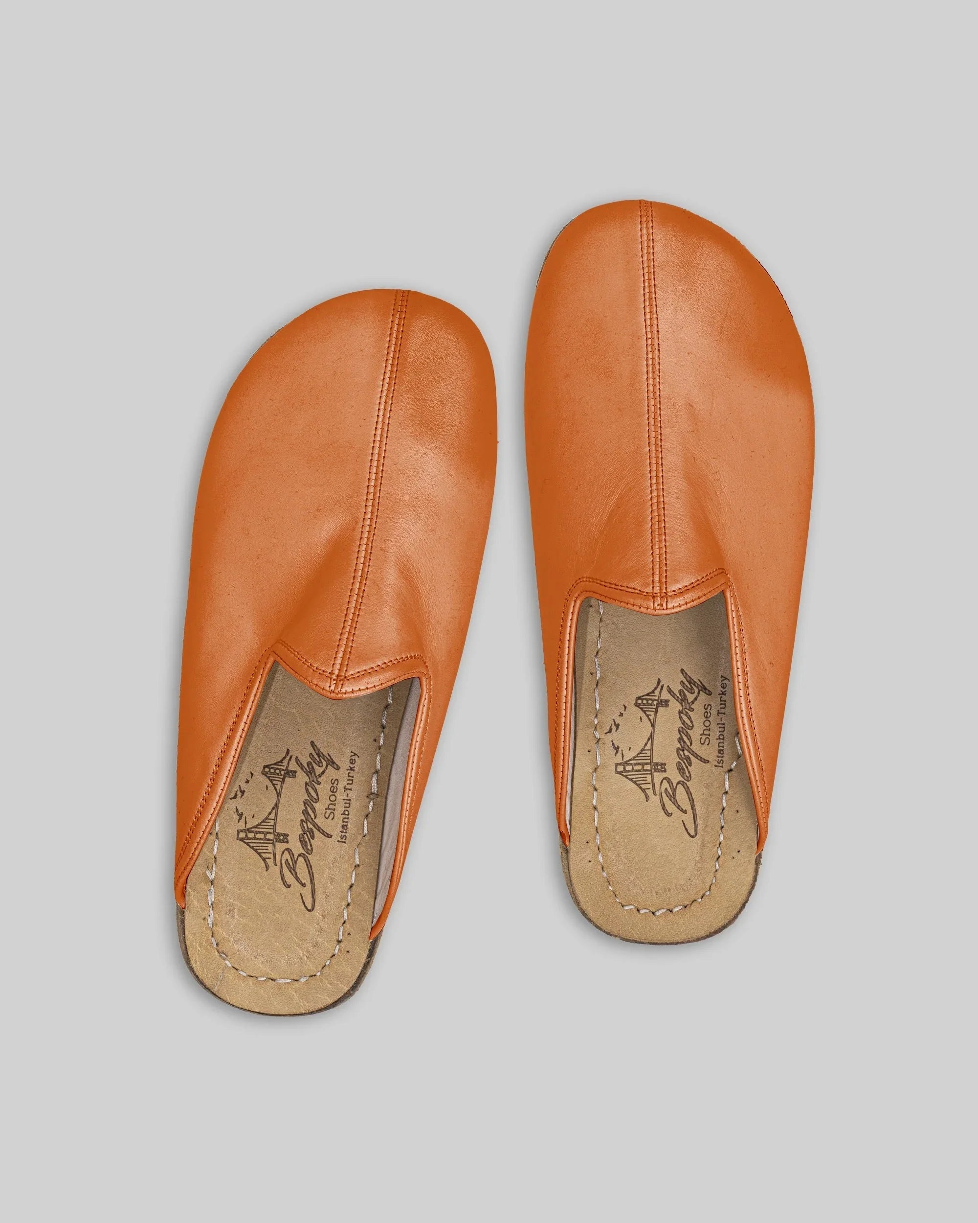 Side view Orange Slippers - Calf Leather Zero Drop | Bespoky