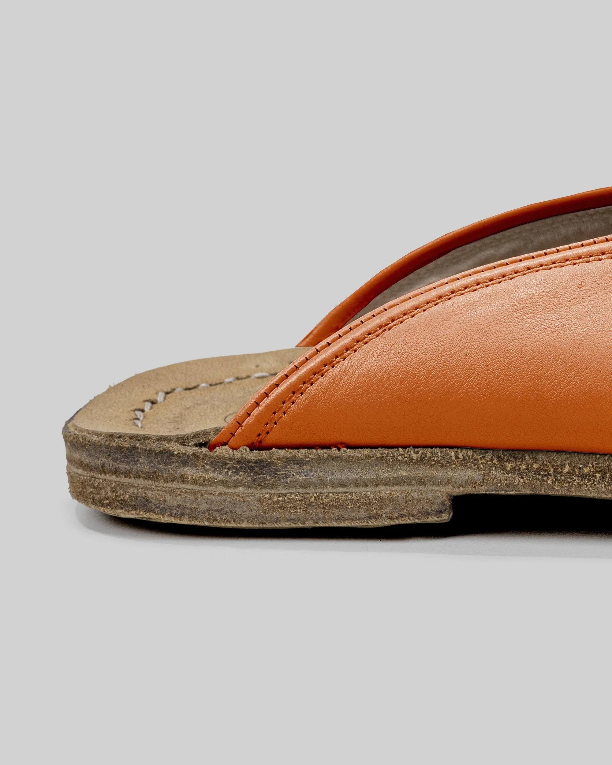 Close-up calf leather - Orange Slippers Detail | Bespoky