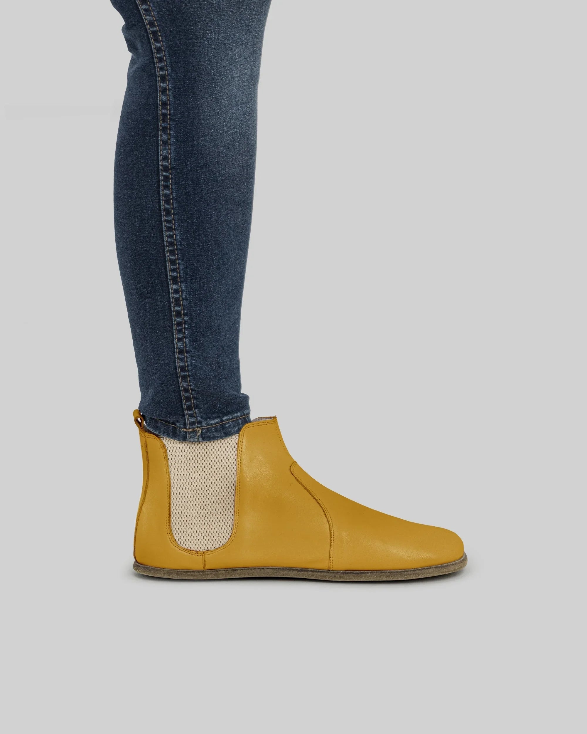 Back view Mustard Chelsea Boots - Calf Leather Handcrafted | Bespoky