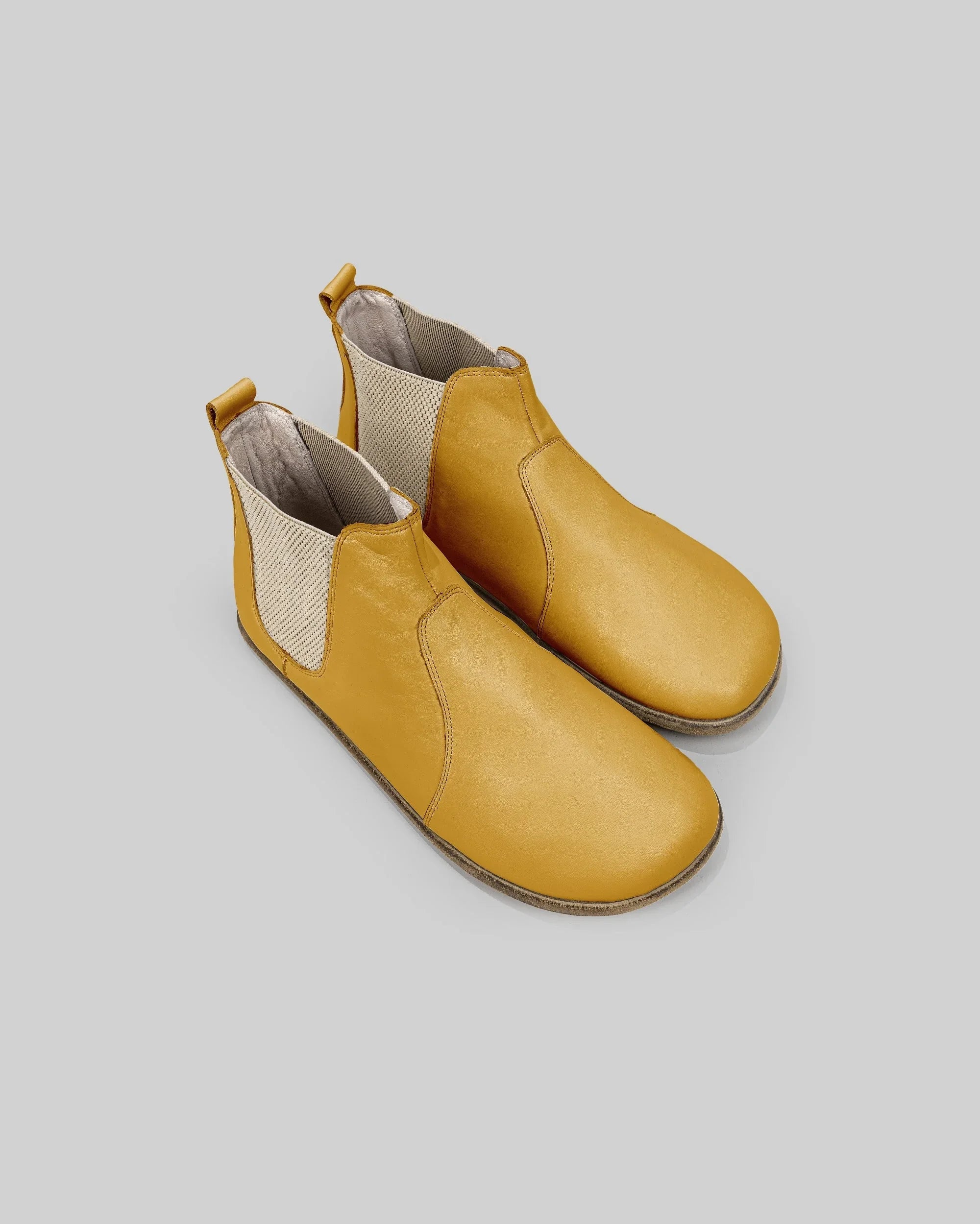 Men's Mustard Chelsea Boots - Handcrafted Calf Leather Wide Toe Box | Bespoky