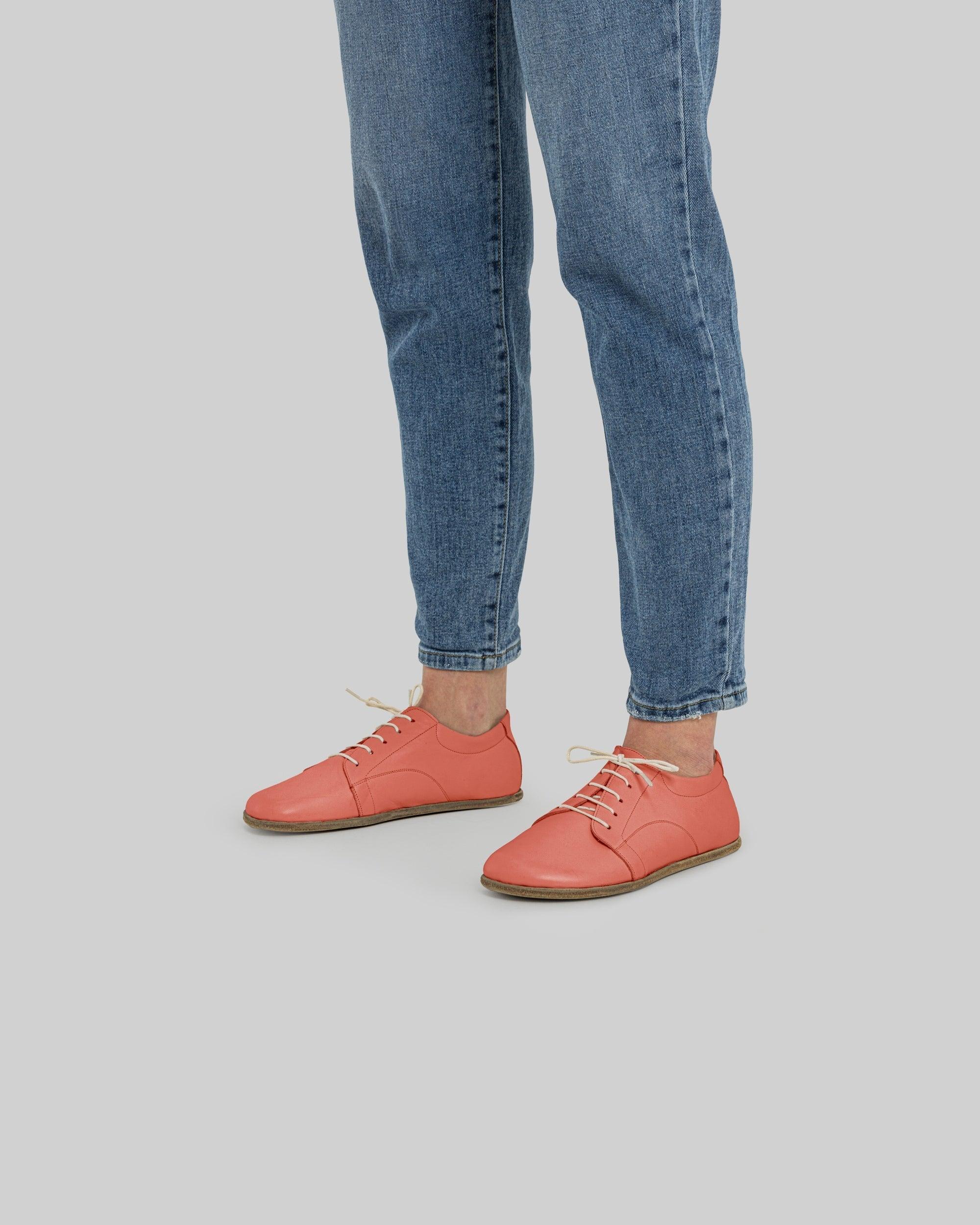 Pair Pomegranate Barefoot Sneaker - Barefoot Wide Toe Calf Leather | Bespoky