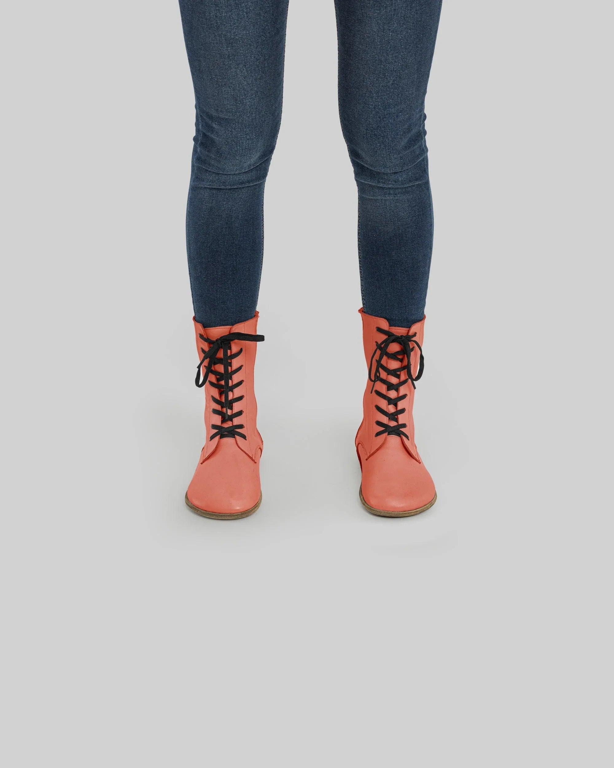 Close-up calf leather - Pomegranate Barefoot Boot Detail | Bespoky