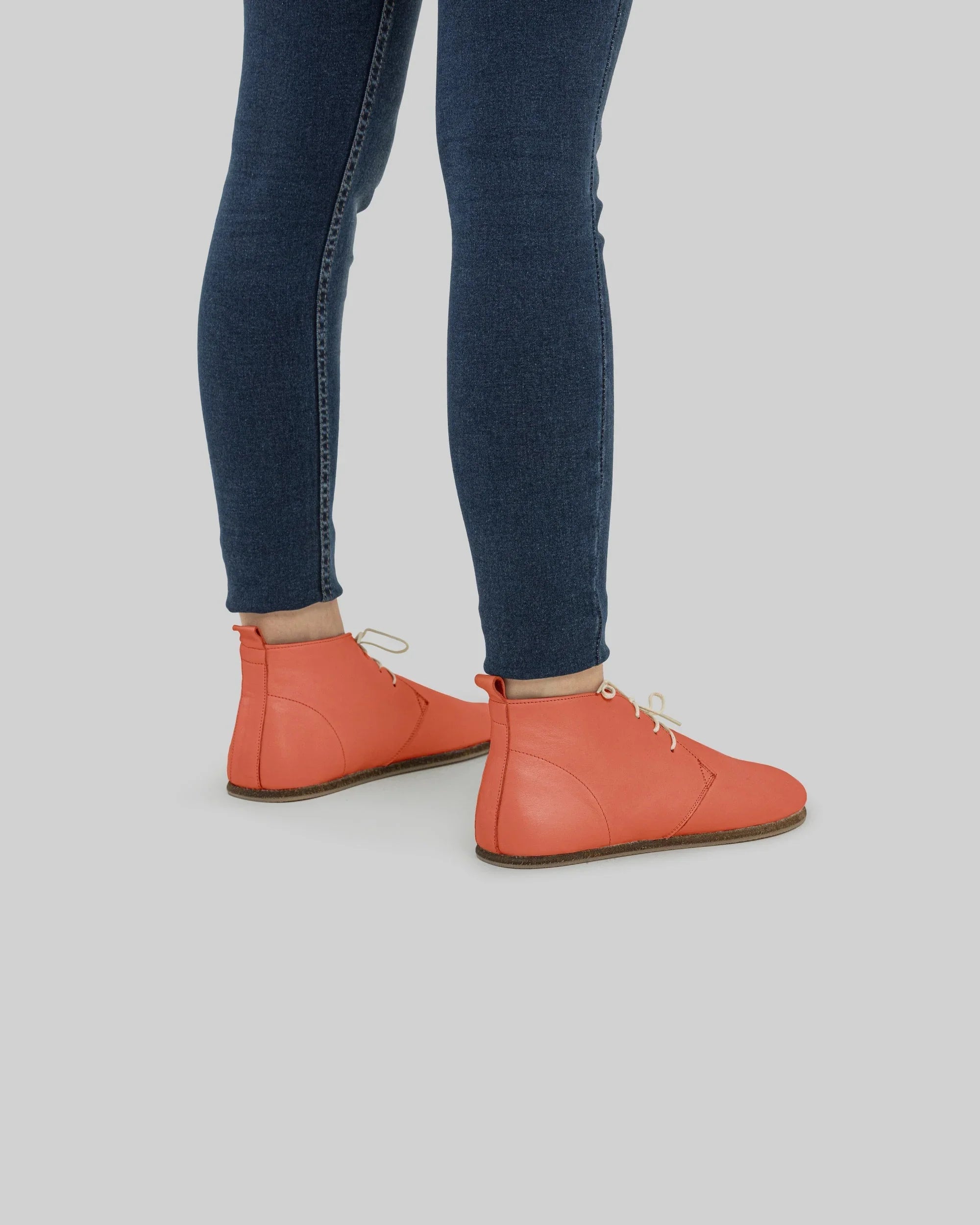Pair Pomegranate Ankle Boots - Barefoot Wide Toe Calf Leather | Bespoky