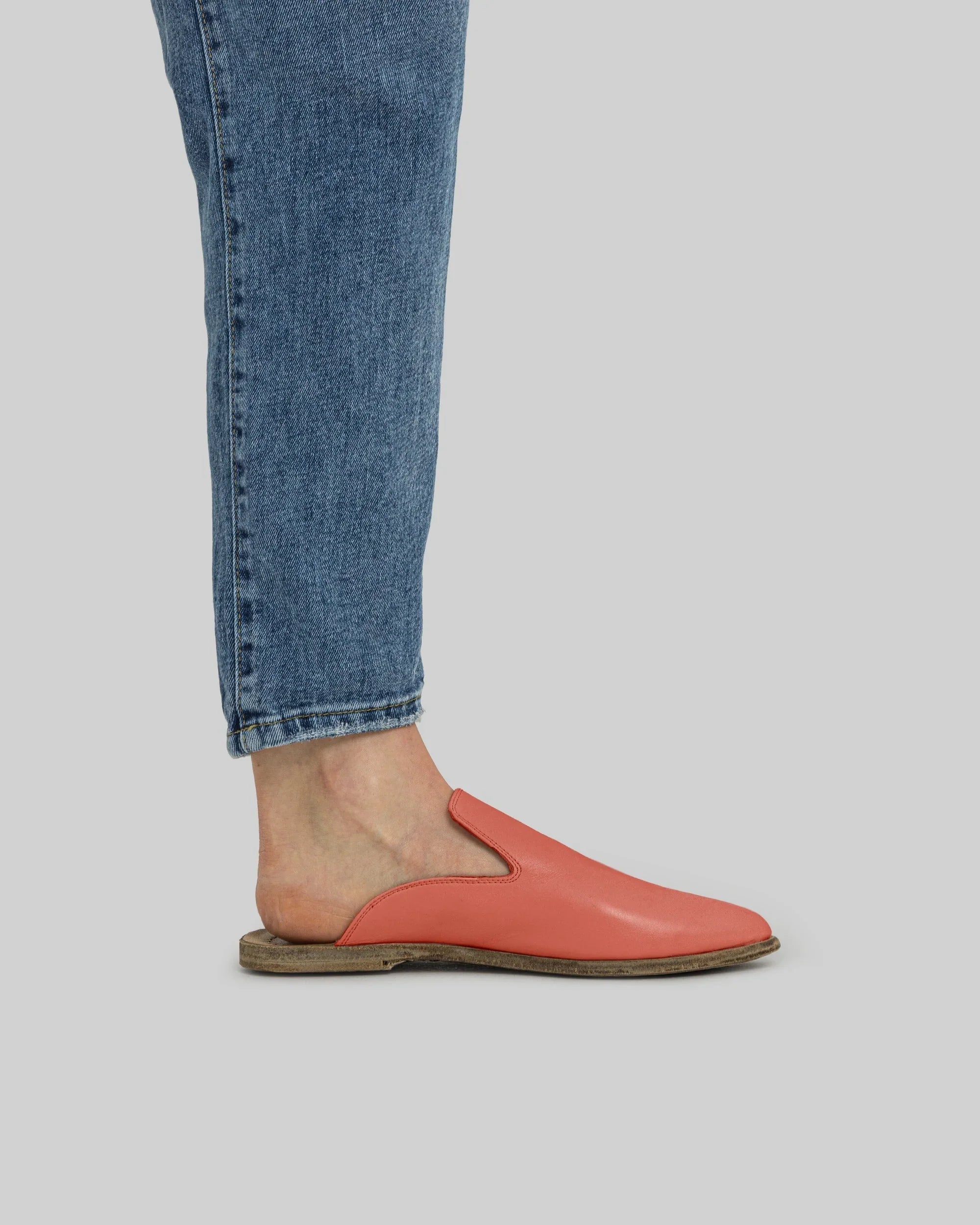 Pair Pomegranate Pointed Toe Mules - Barefoot Wide Toe Calf Leather | Bespoky