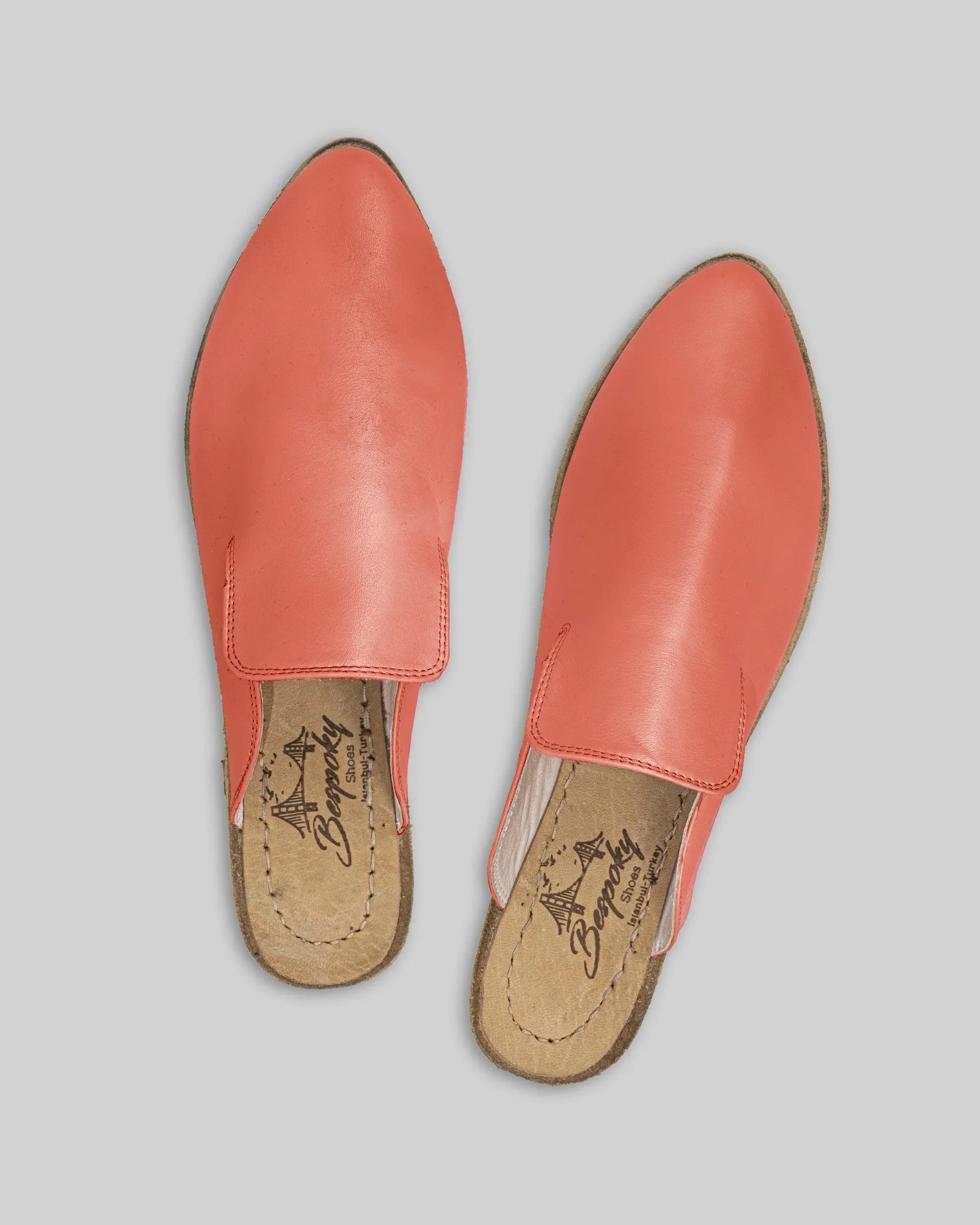 Side view Pomegranate Pointed Toe Mules - Calf Leather Zero Drop | Bespoky