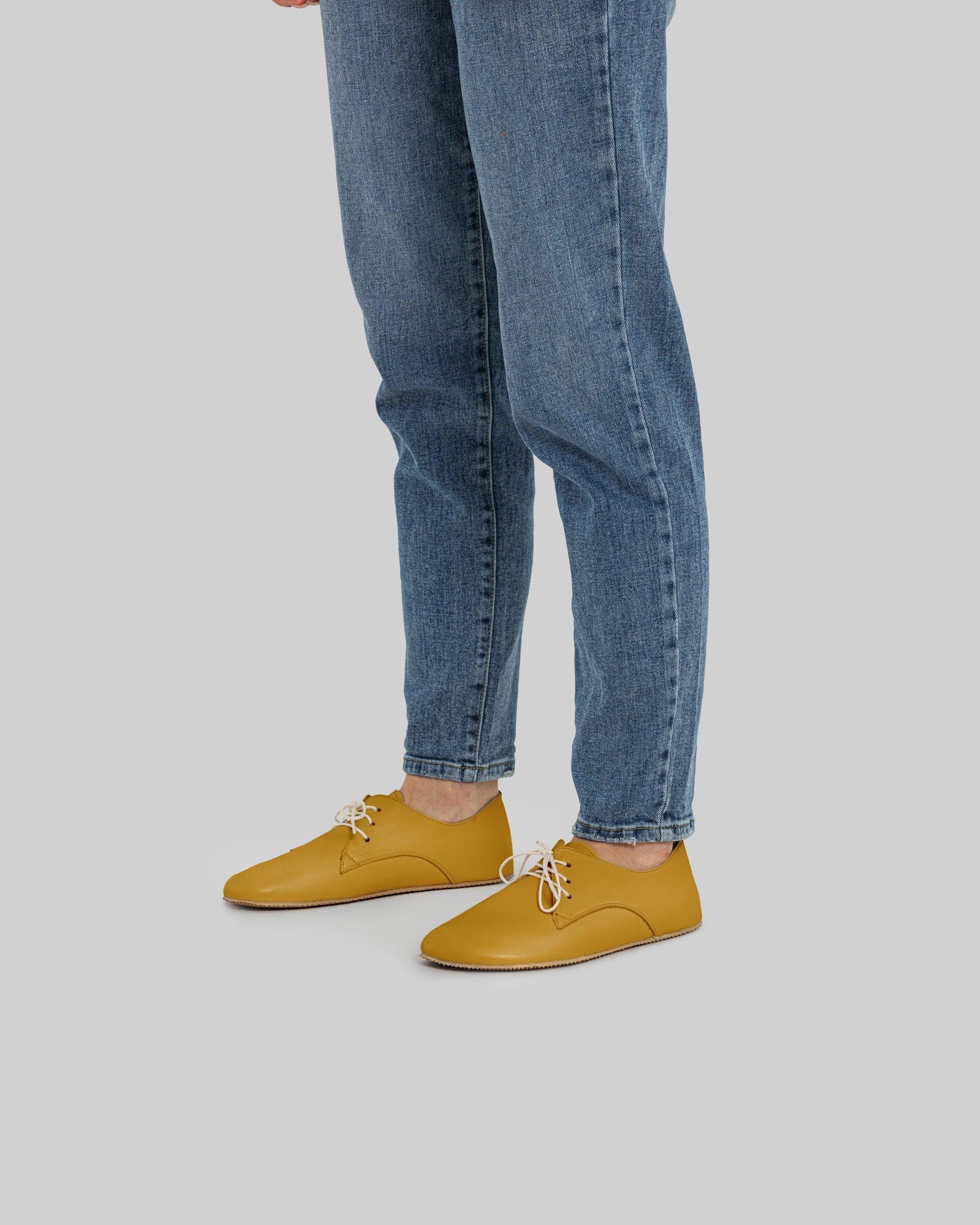 Detail Mustard Oxford Shoes - Handcrafted Calf Leather Turkey | Bespoky