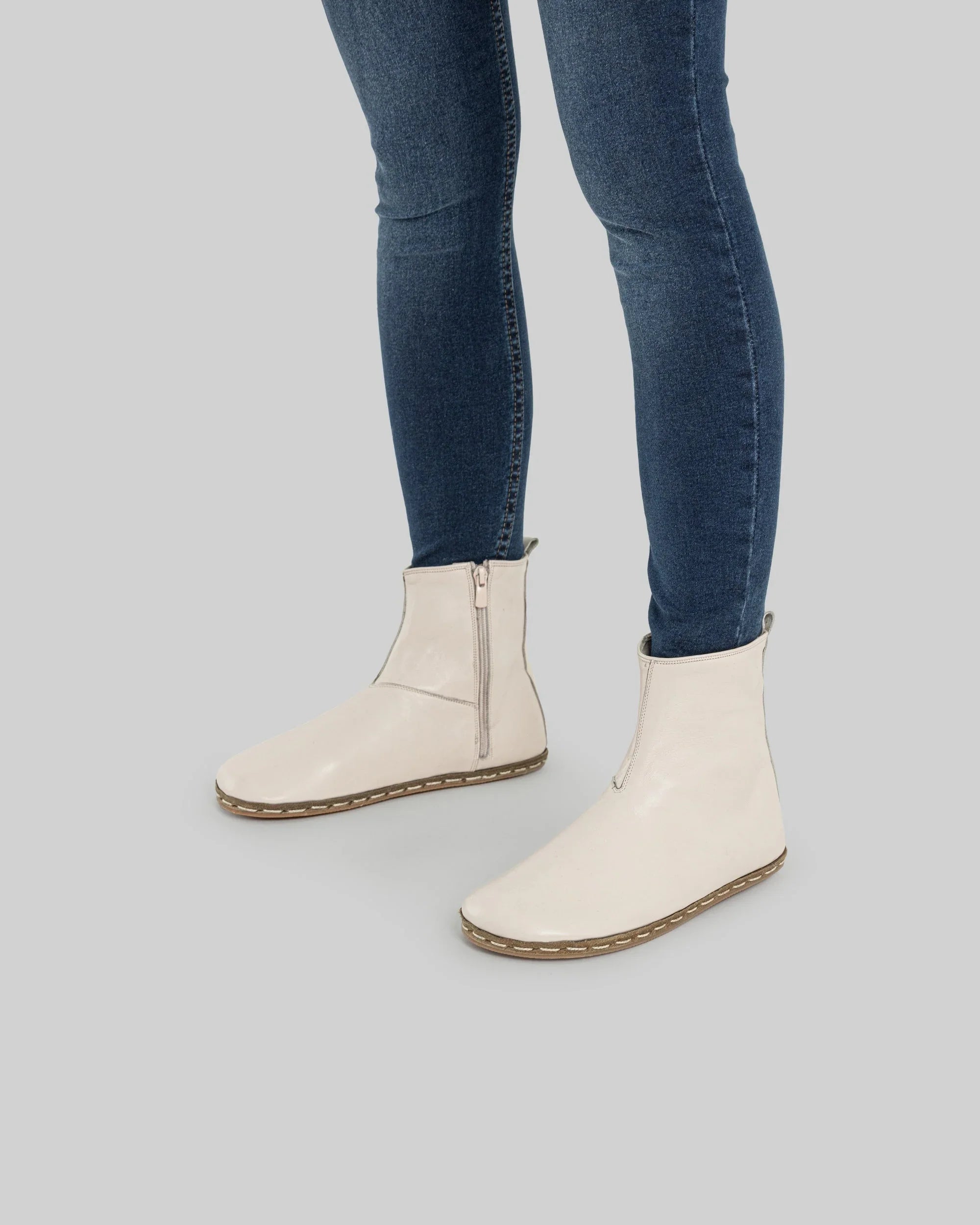 Men's Cream Chelsea Boots - Handcrafted Calf Leather Wide Toe Box | Bespoky