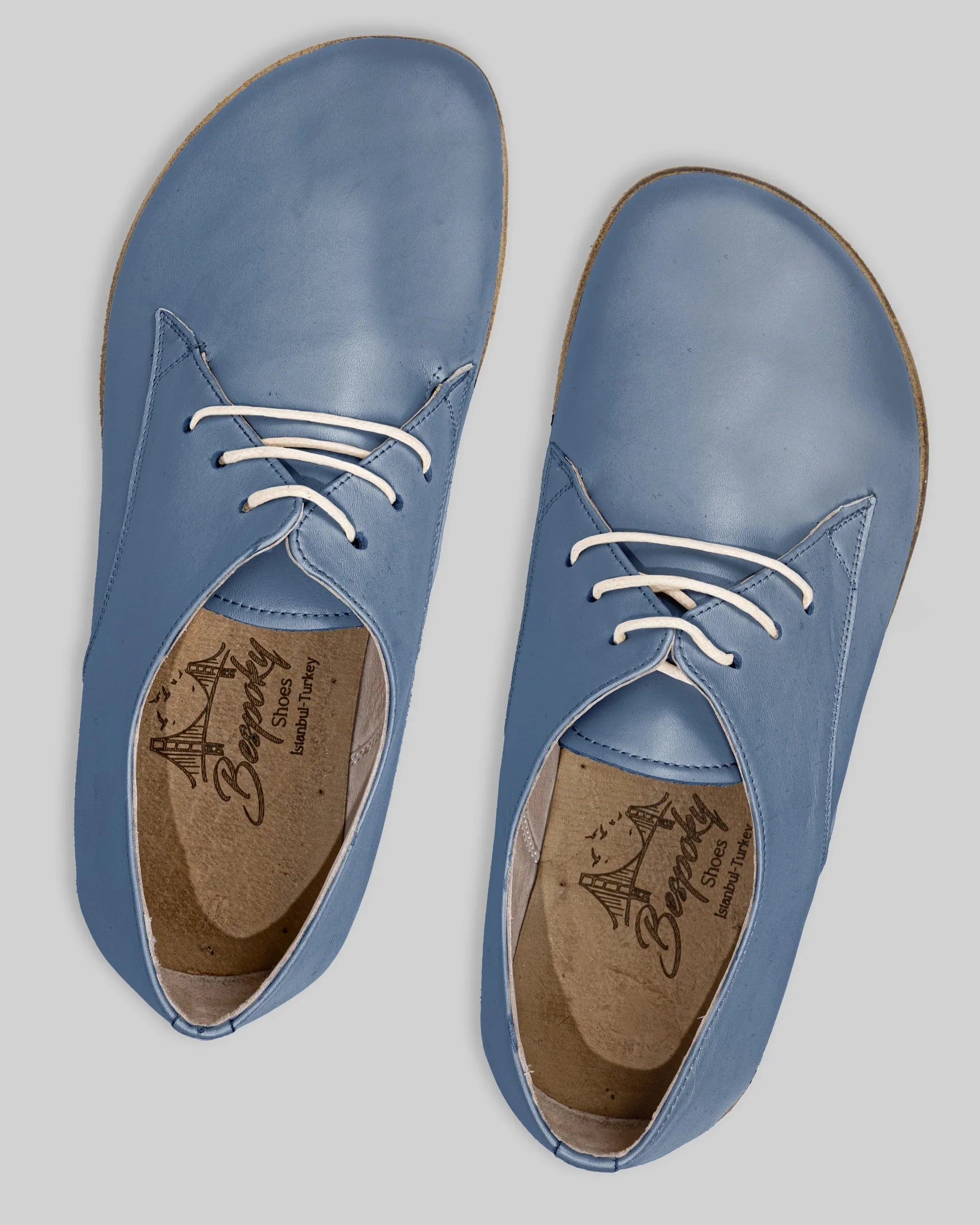 Side view Jean Blue Oxford Shoes - Calf Leather Zero Drop | Bespoky