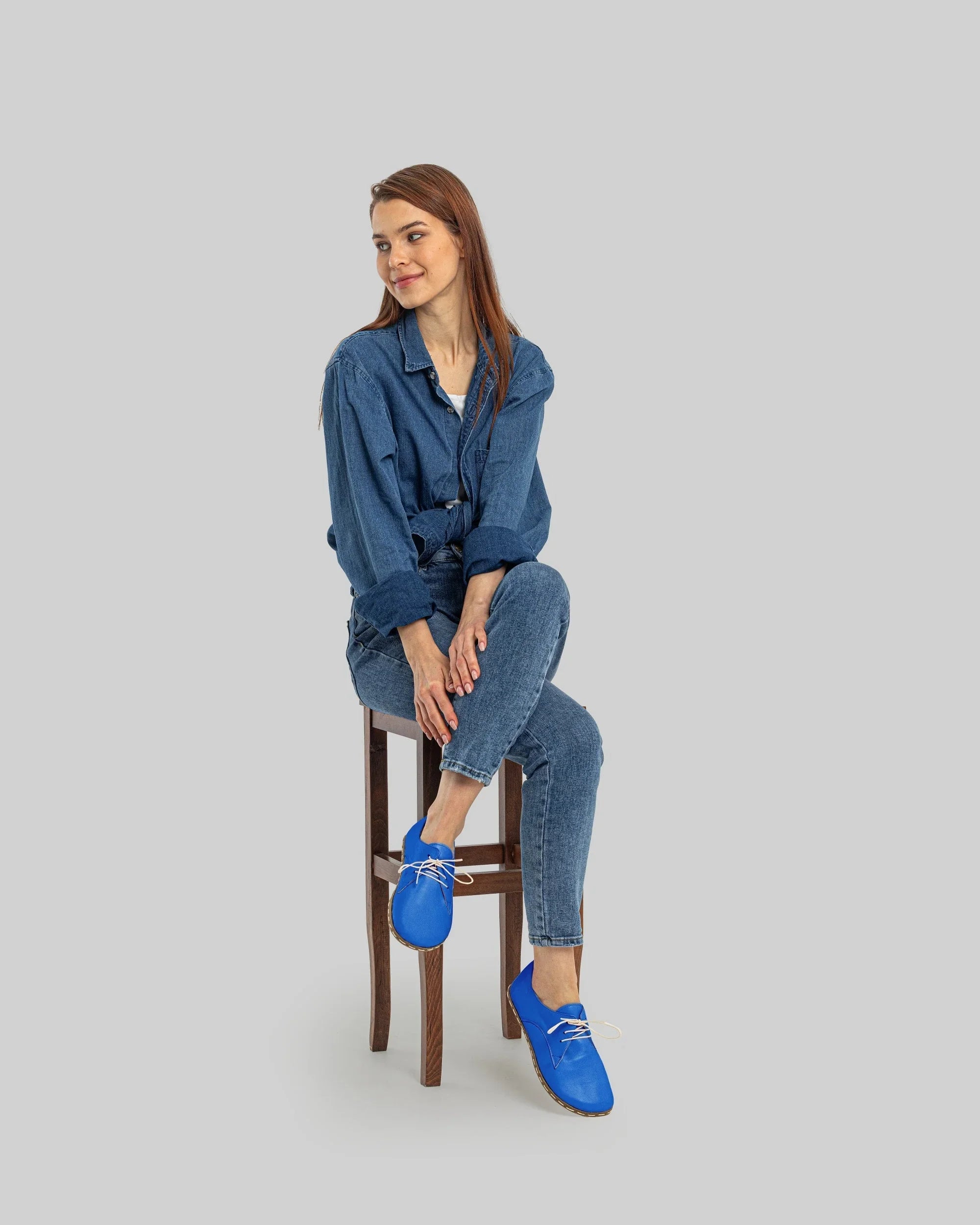Close-up calf leather - Blue Oxford Shoes Detail | Bespoky