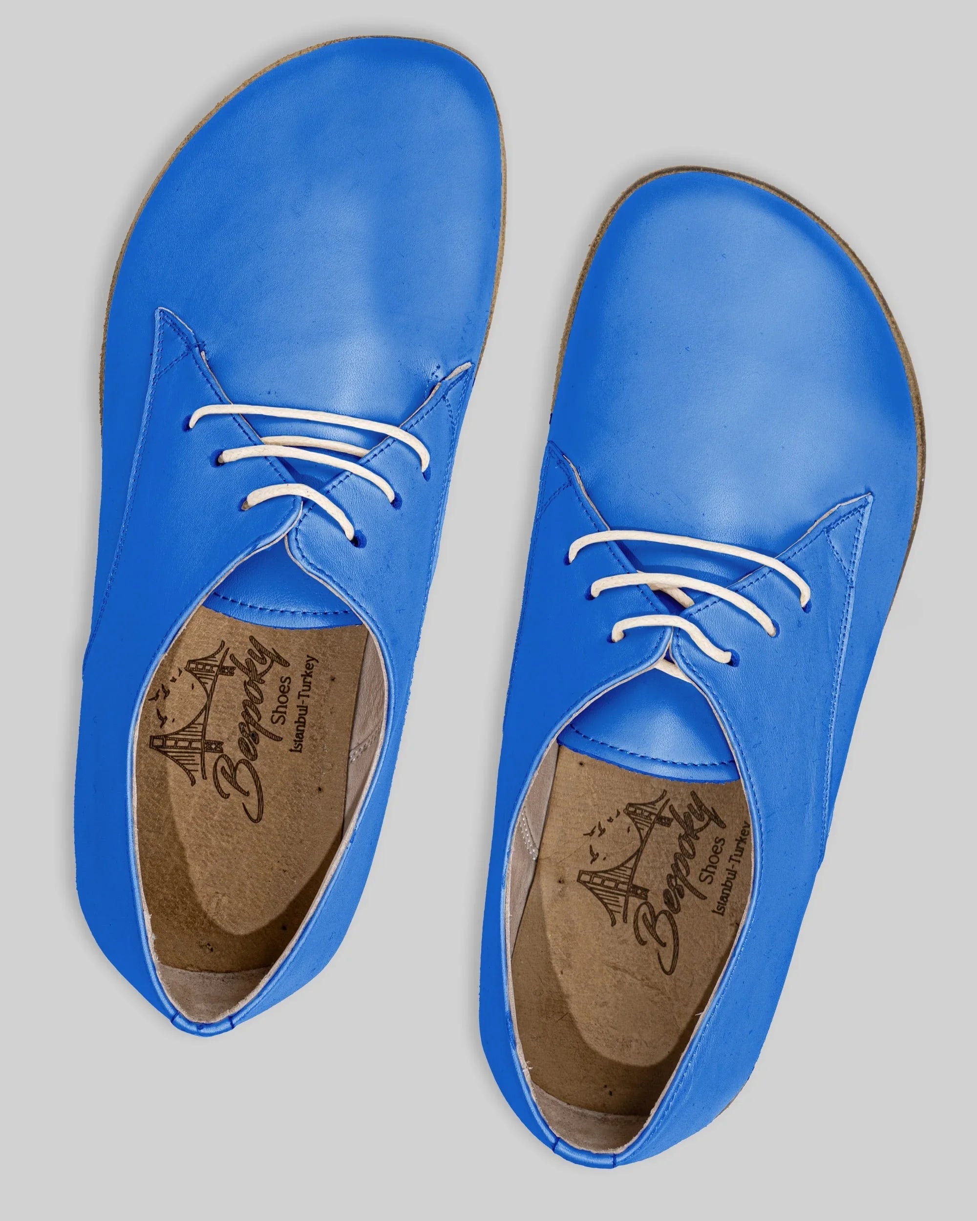 Side view Blue Oxford Shoes - Calf Leather Zero Drop | Bespoky