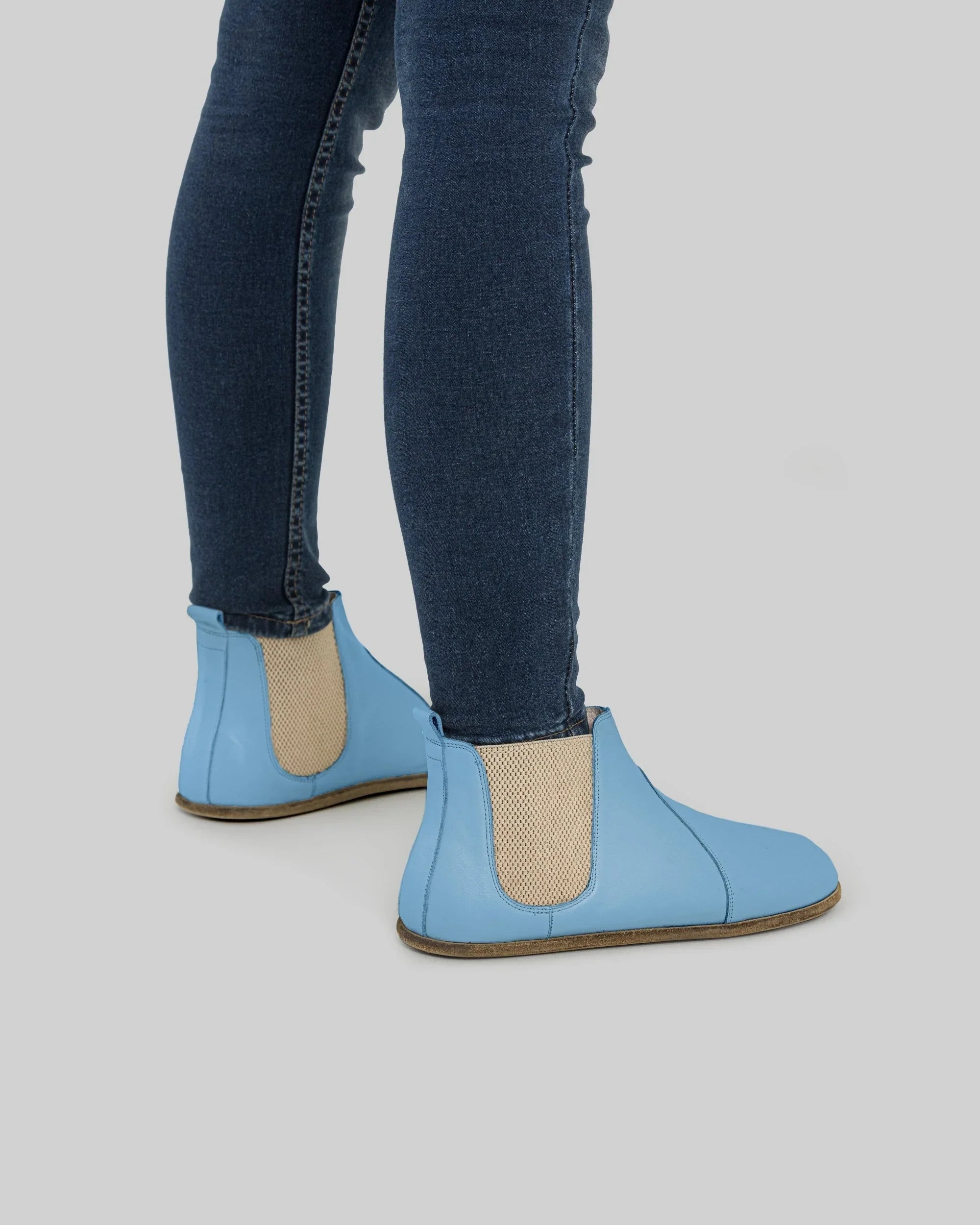 Pair Baby Blue Chelsea Boots - Barefoot Wide Toe Calf Leather | Bespoky