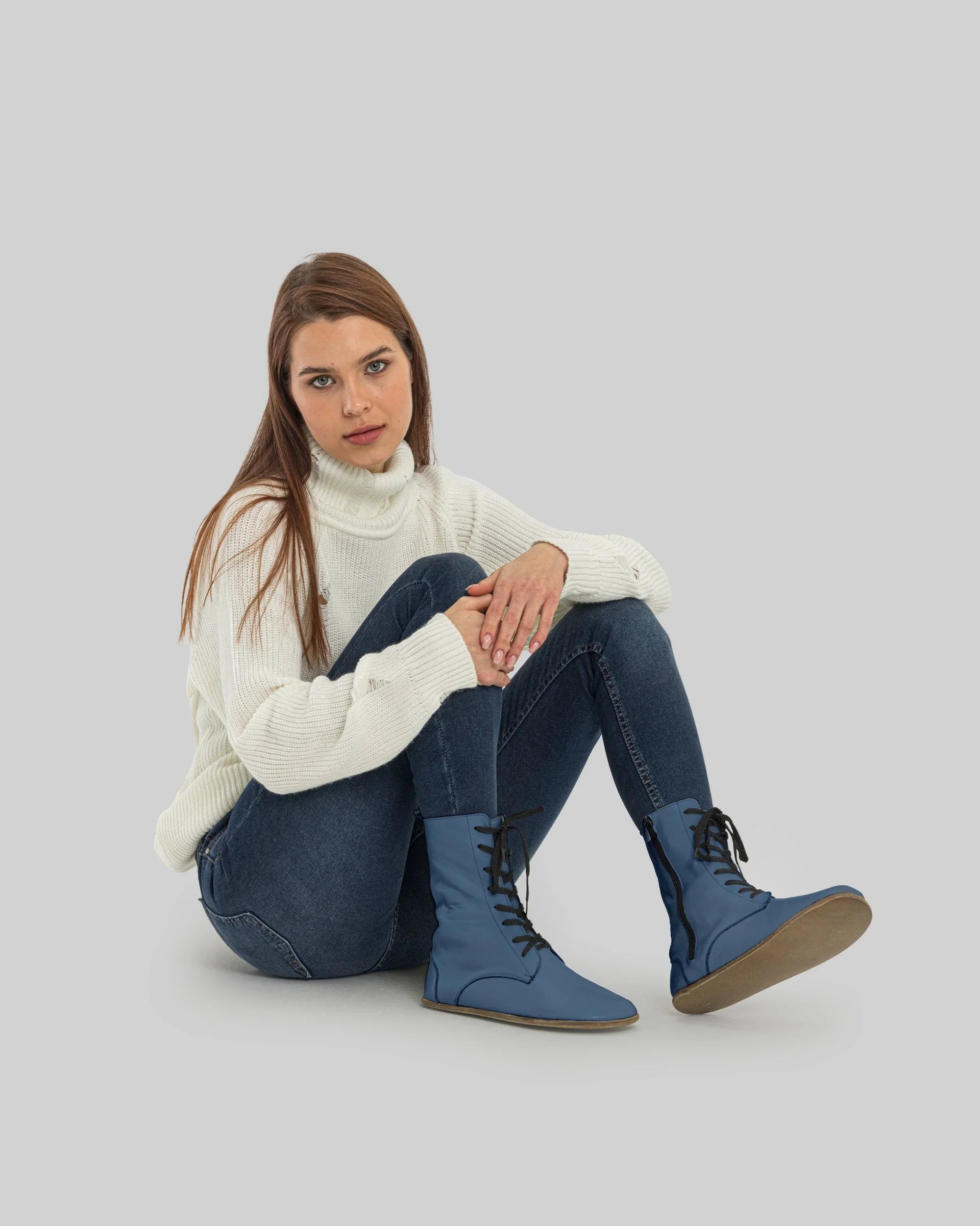 Top view Jean Blue Barefoot Boot - Handcrafted Calf Leather | Bespoky