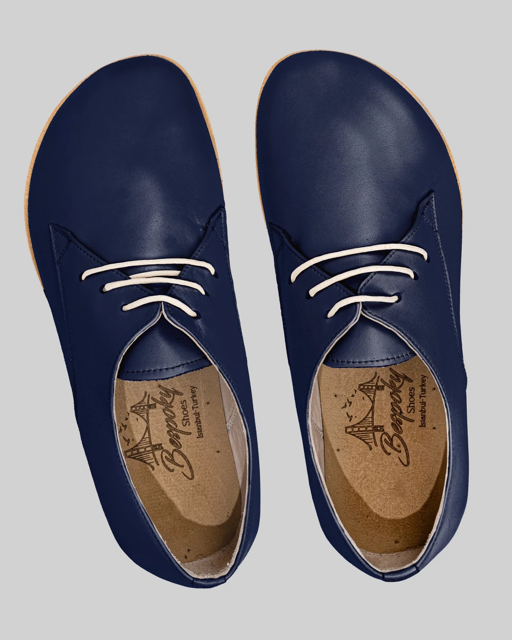 Side view Navy Blue Oxford Shoes - Calf Leather Zero Drop | Bespoky
