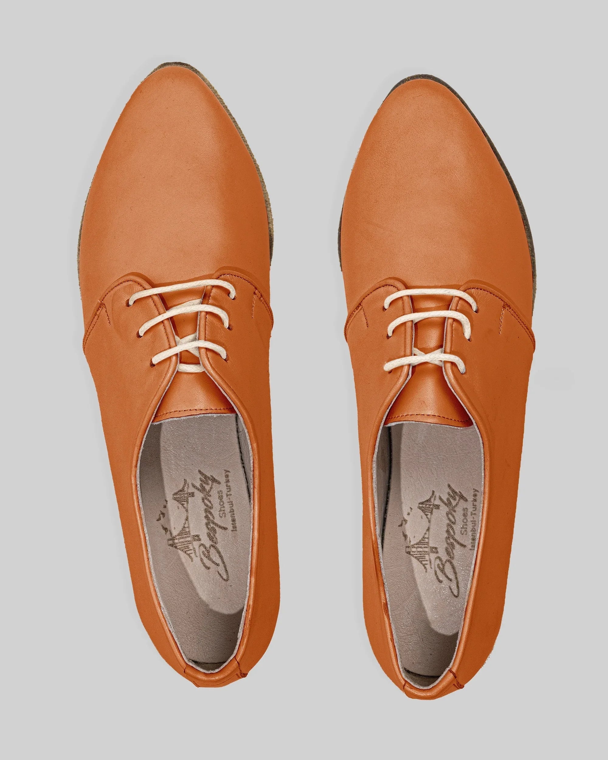 Top view Orange Pointed Toe Oxford - Handcrafted Calf Leather | Bespoky