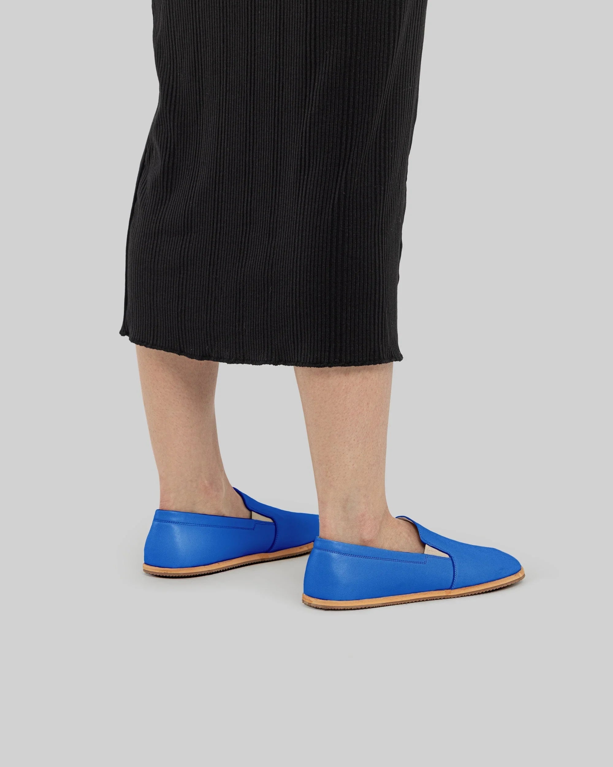Back view Blue Barefoot Shoes - Calf Leather Handcrafted | Bespoky