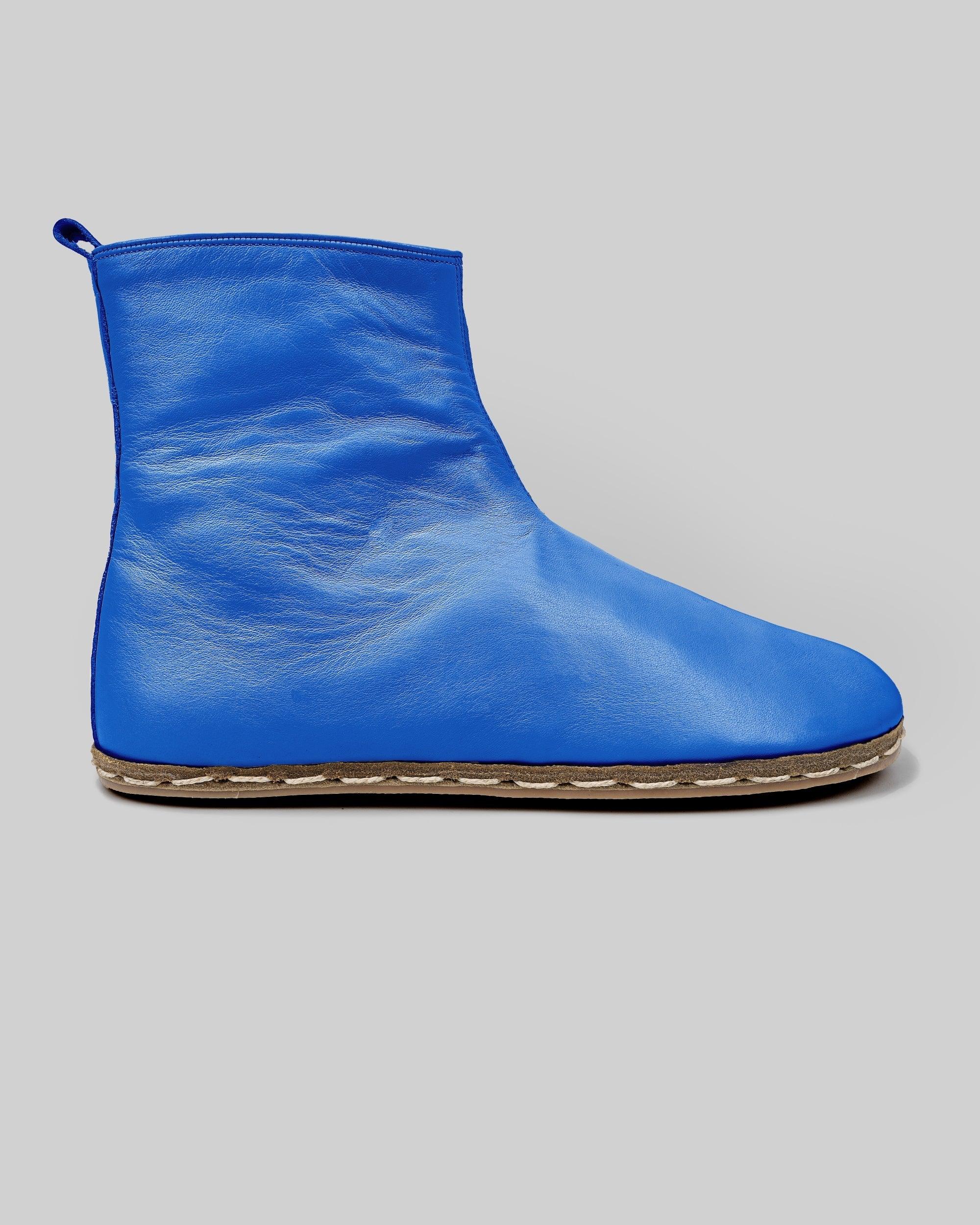 Pair Blue Chelsea Boots - Barefoot Wide Toe Calf Leather | Bespoky