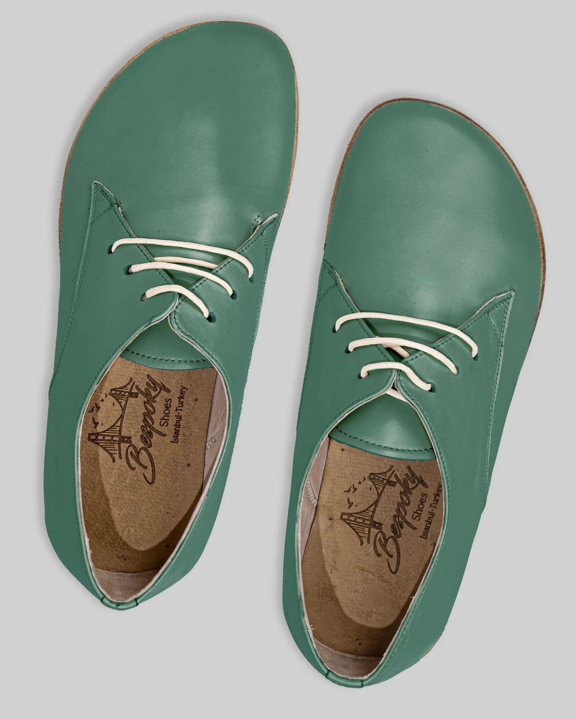 Side view Green Oxford Shoes - Calf Leather Zero Drop | Bespoky