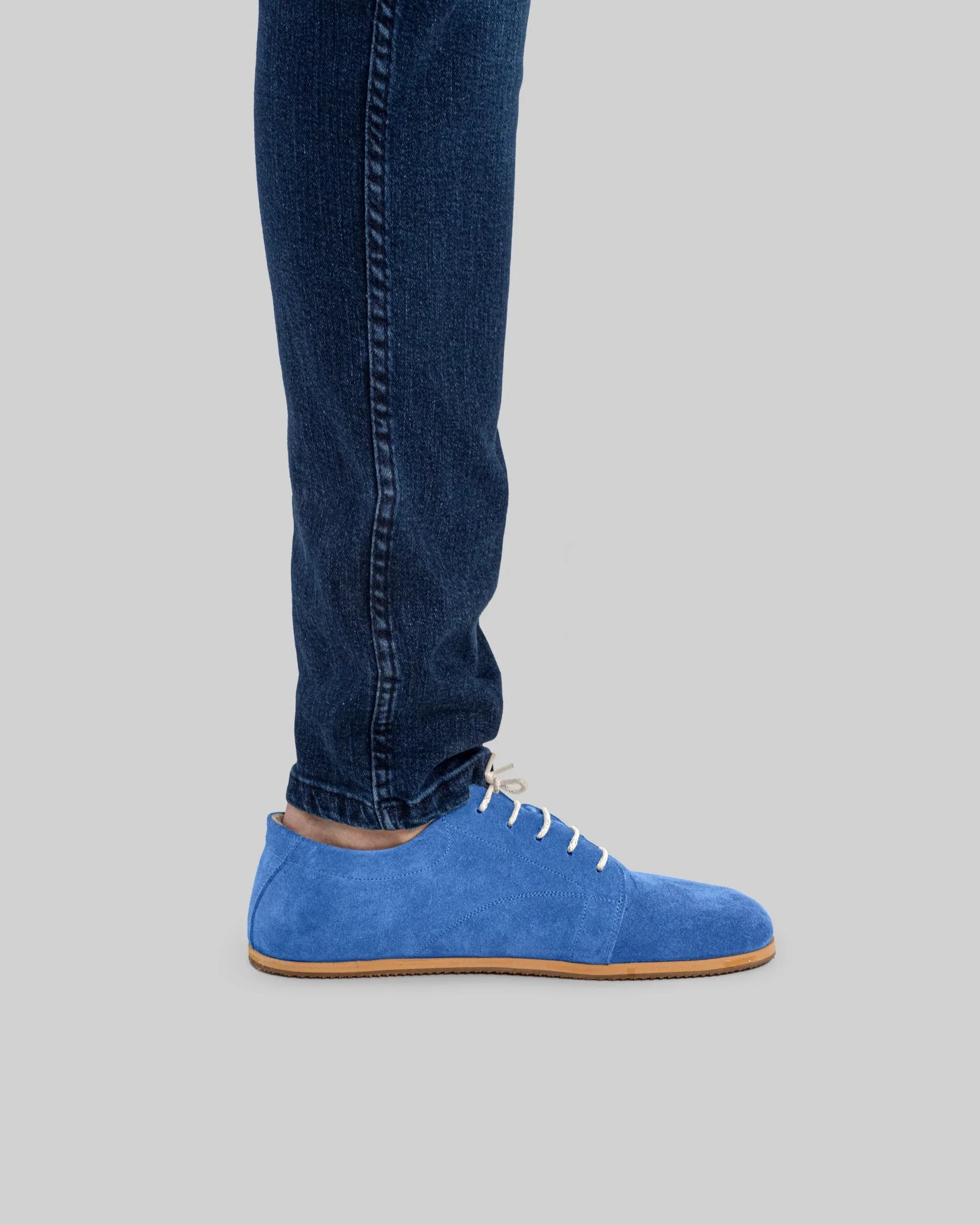Pair Blue Barefoot Sneaker - Barefoot Wide Toe Calf Leather | Bespoky