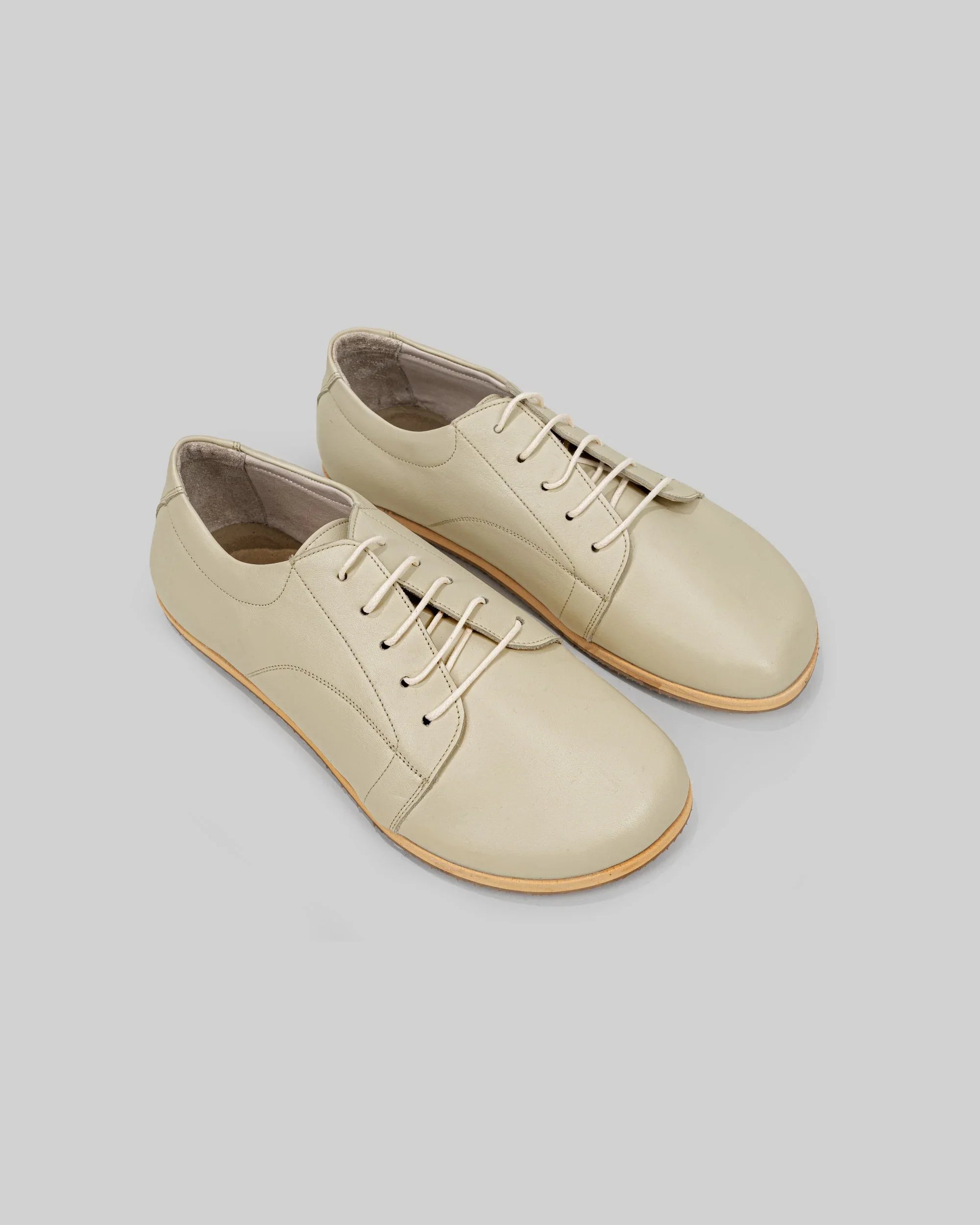 Men's Beige Barefoot Sneaker - Handcrafted Calf Leather Wide Toe Box | Bespoky