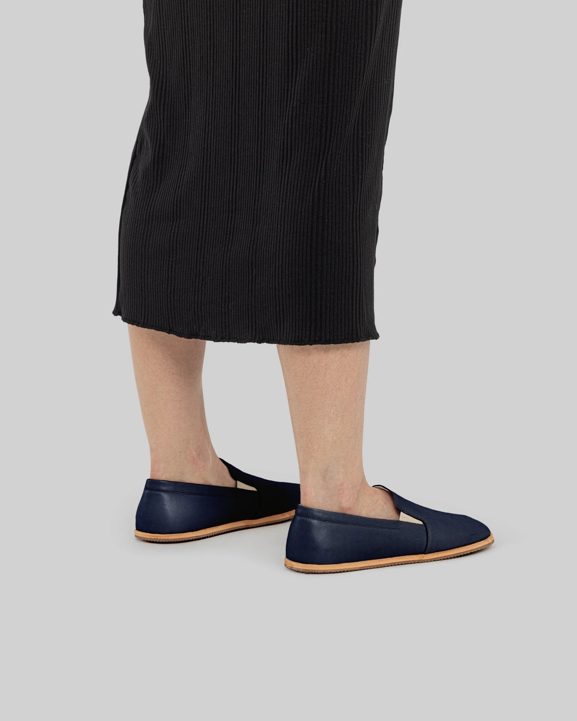 Pair Navy Blue Barefoot Shoes - Barefoot Wide Toe Calf Leather | Bespoky