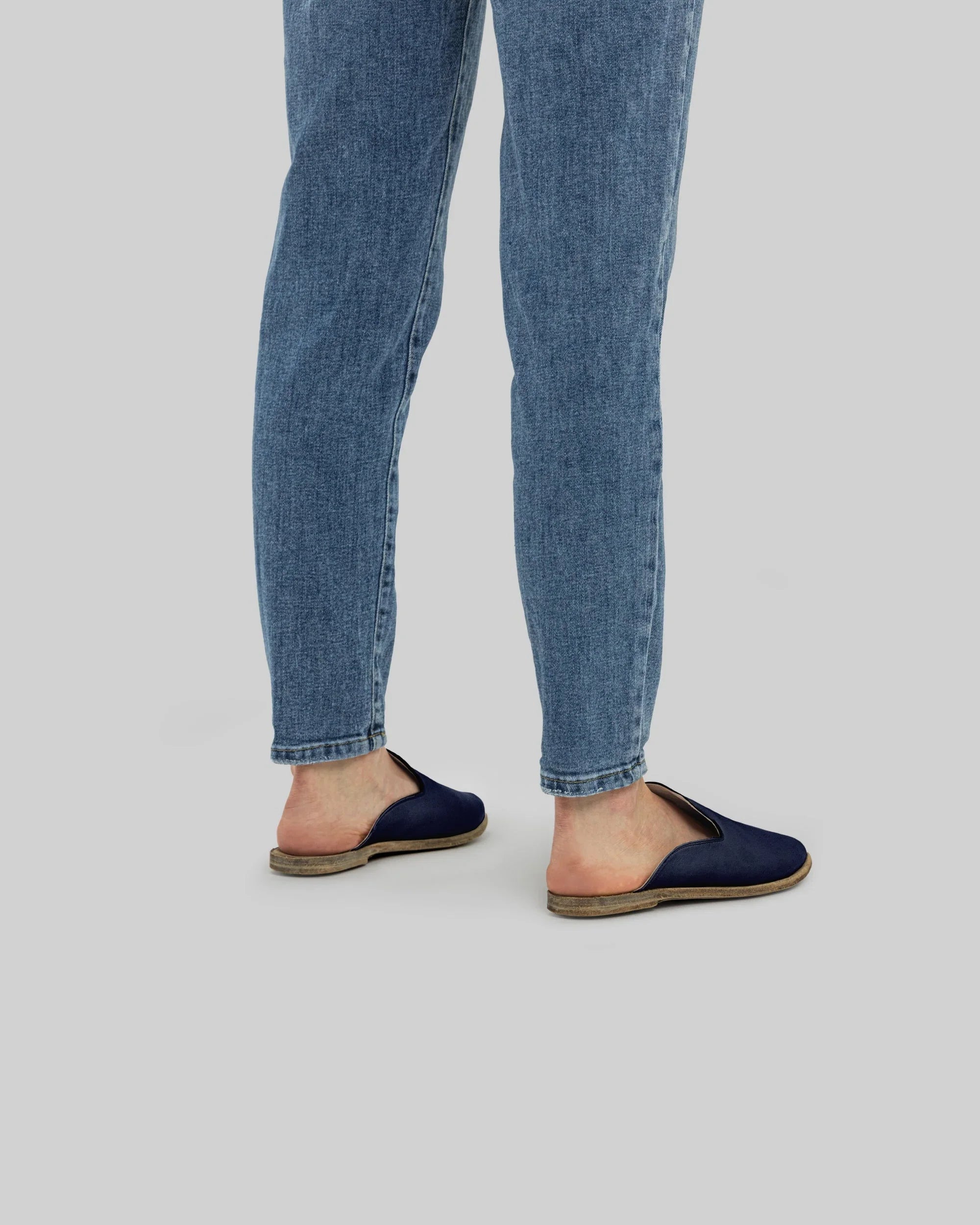 Detail Navyblaue spitze Mules - handgefertigtes Kalbsleder Türkei | Bespoky