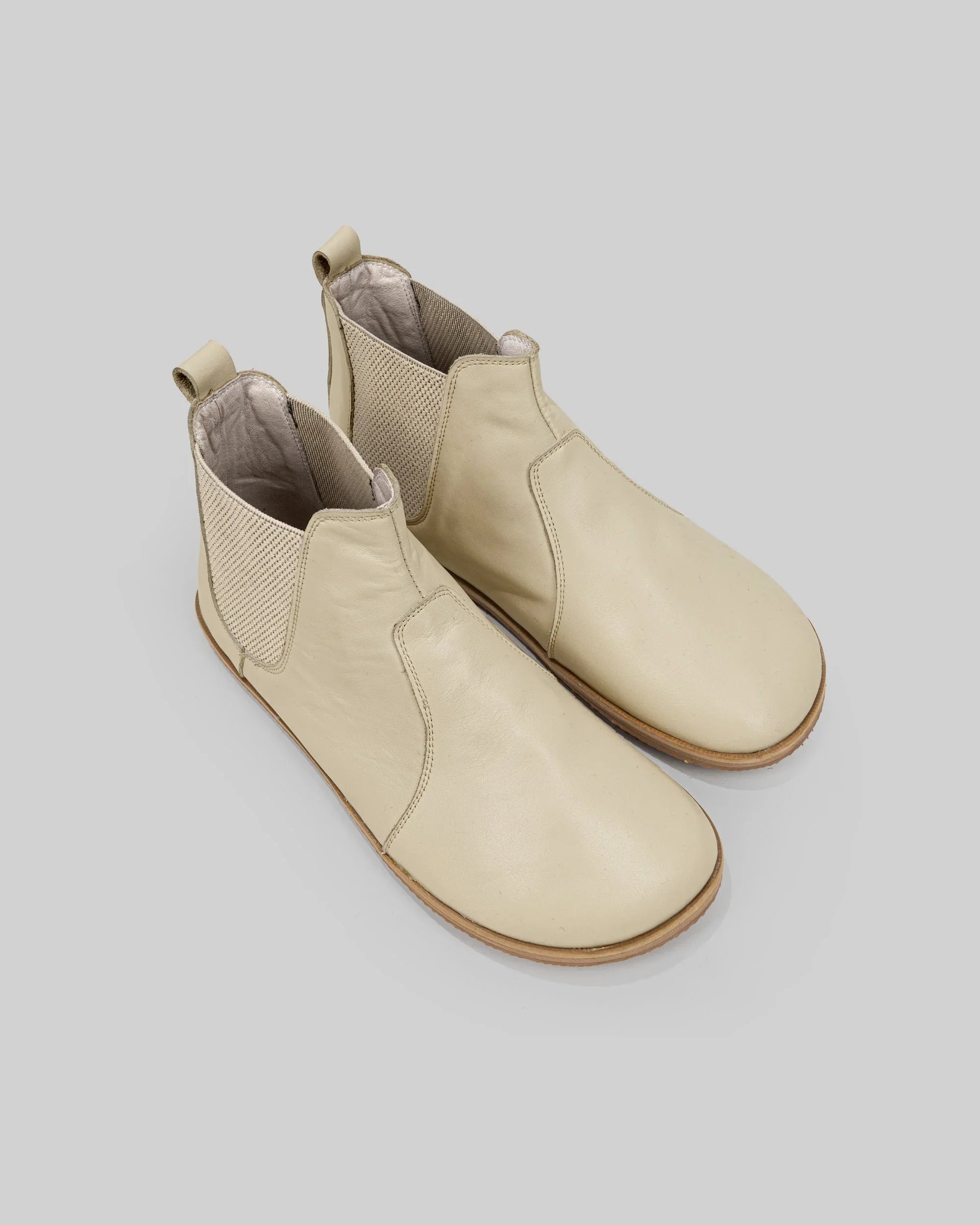 Women's Beige Chelsea Boots - Handcrafted Calf Leather Wide Toe Box | Bespoky