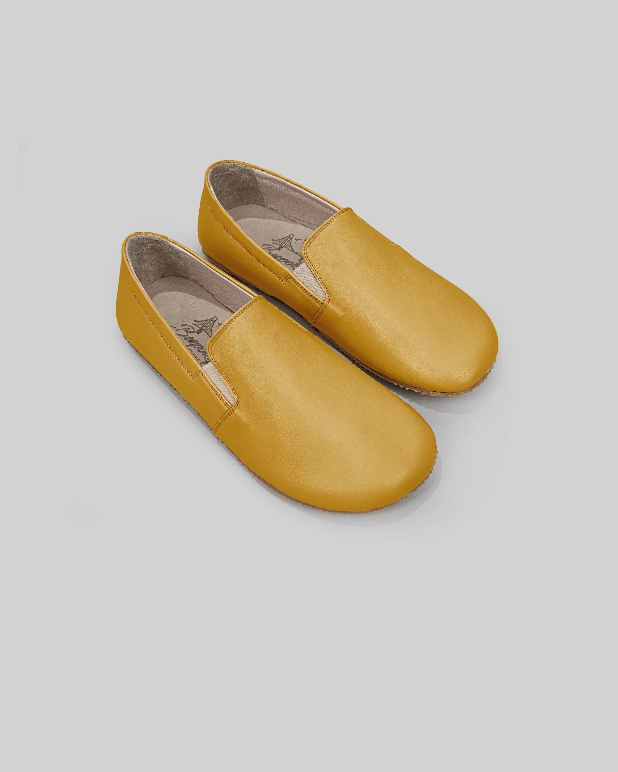 Men's Mustard Barefoot Shoes - Handcrafted Calf Leather Wide Toe Box | Bespoky