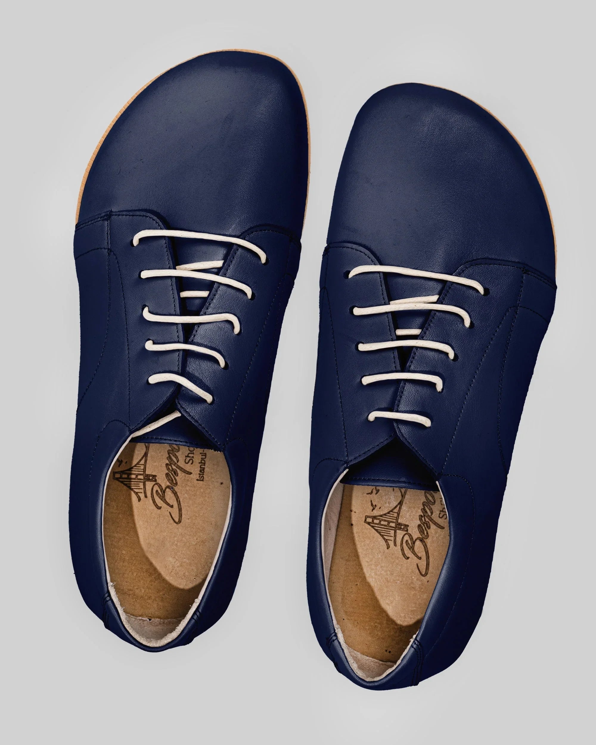 Pair Navy Blue Barefoot Sneaker - Barefoot Wide Toe Calf Leather | Bespoky