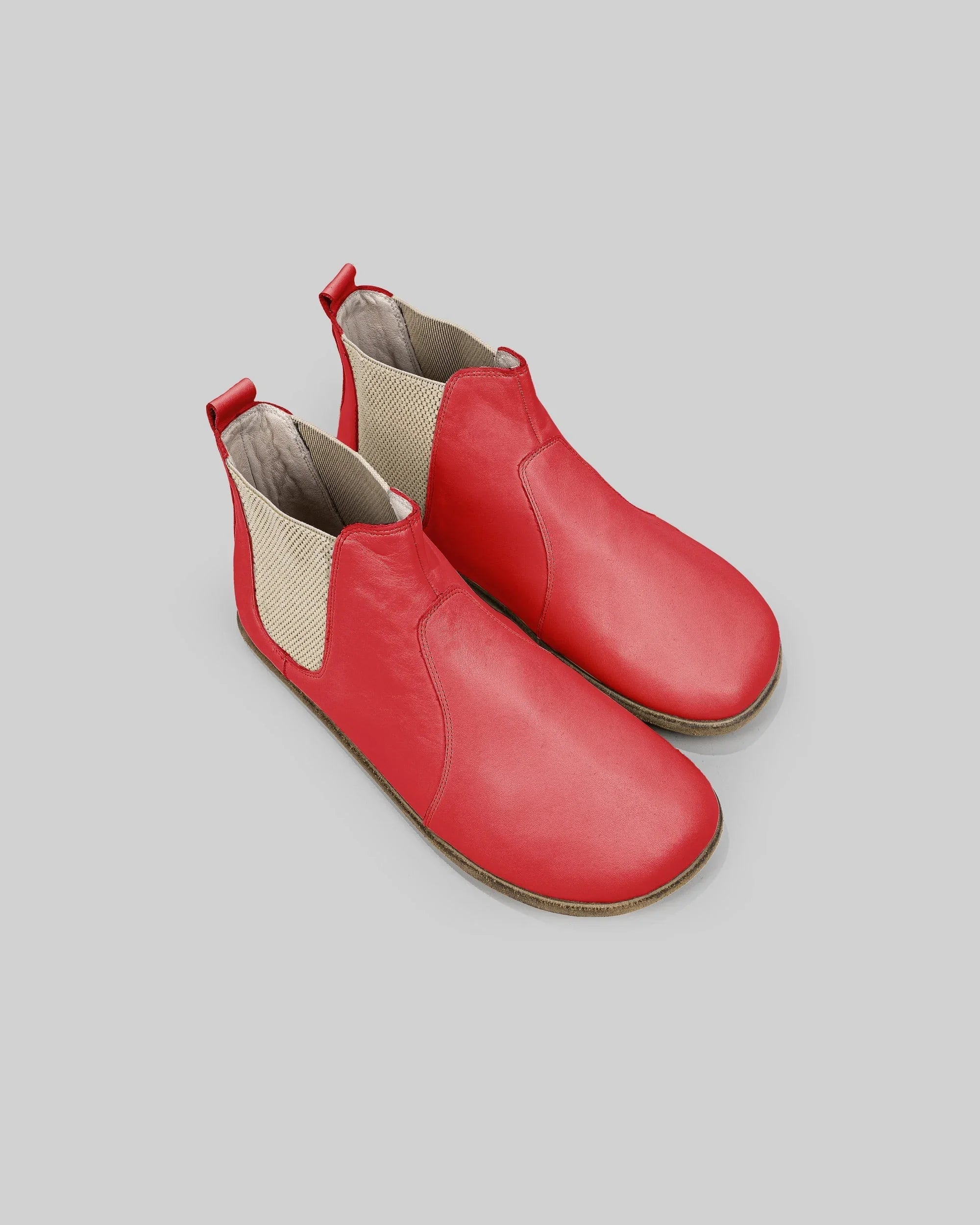 Men's Red Chelsea Boots - Handcrafted Calf Leather Wide Toe Box | Bespoky