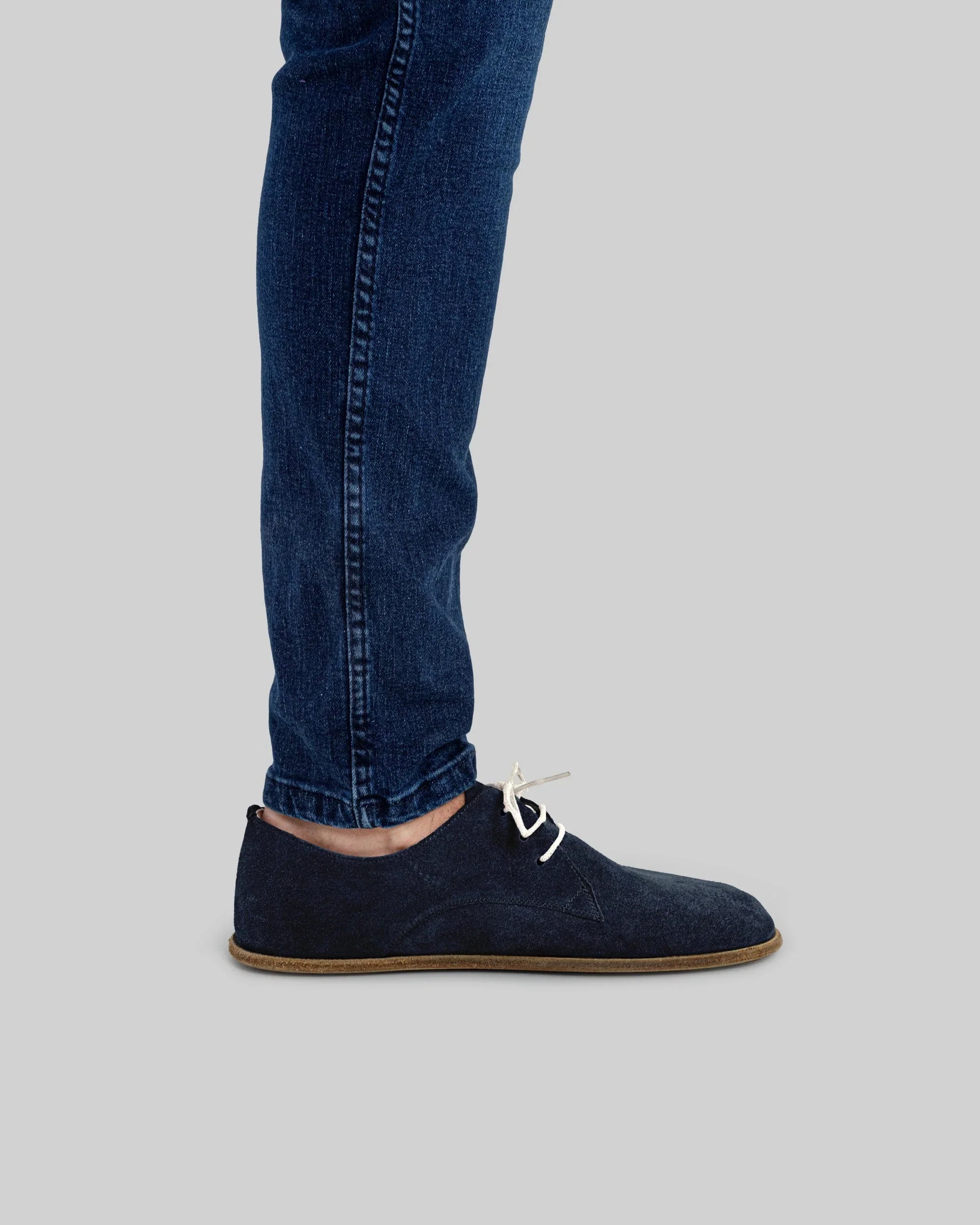 Detail Navy Suede Oxford Shoes - Handcrafted Calf Leather Turkey | Bespoky