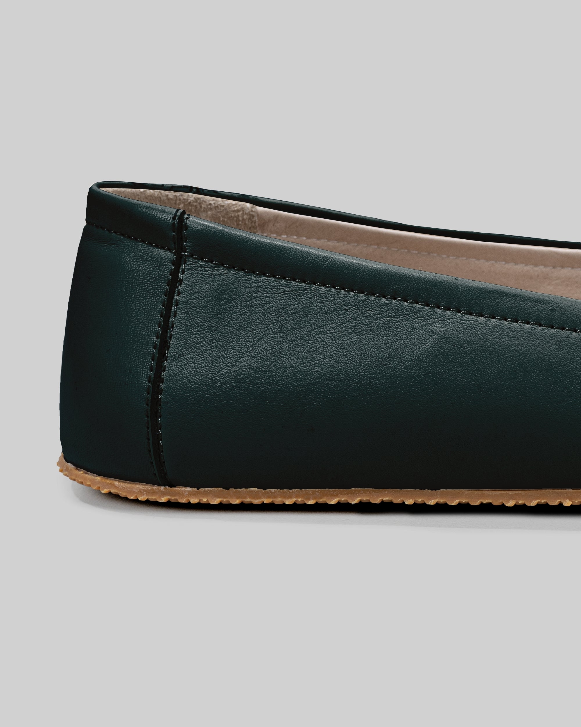 Top view Dark Green Ballet Flats - Handcrafted Calf Leather | Bespoky