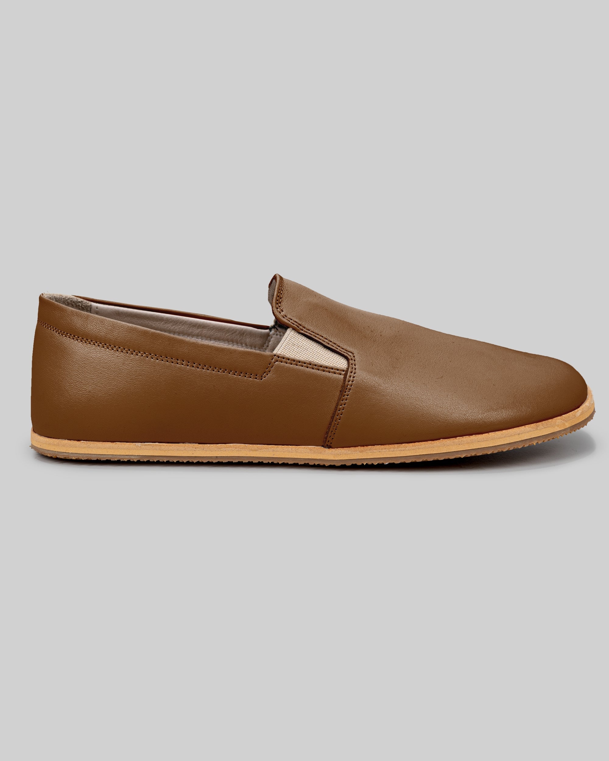 Top view Dark Tan Barefoot Shoes - Handcrafted Calf Leather | Bespoky