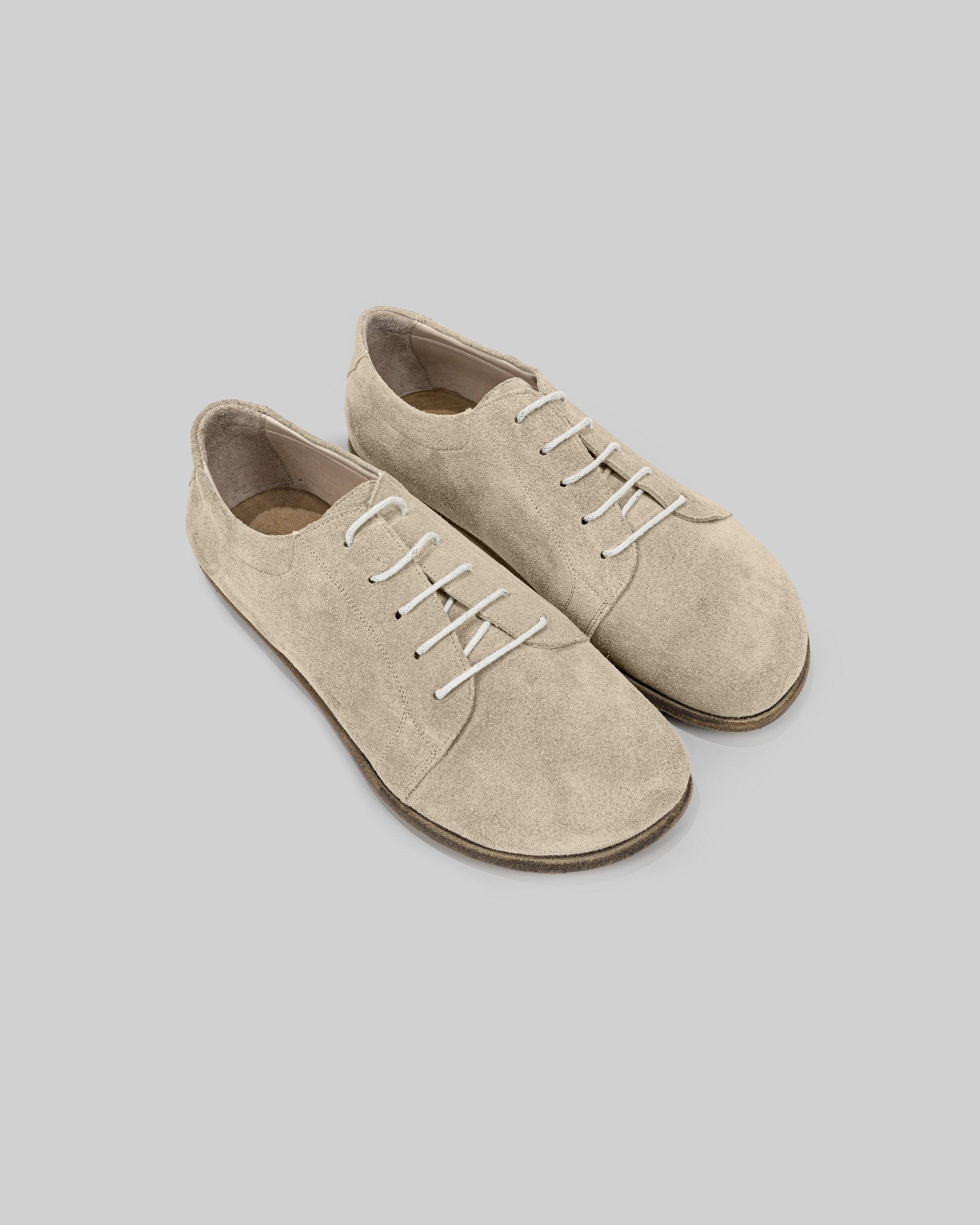 Men's Cream Suede Barefoot Sneaker - Handcrafted Calf Leather Wide Toe Box | Bespoky