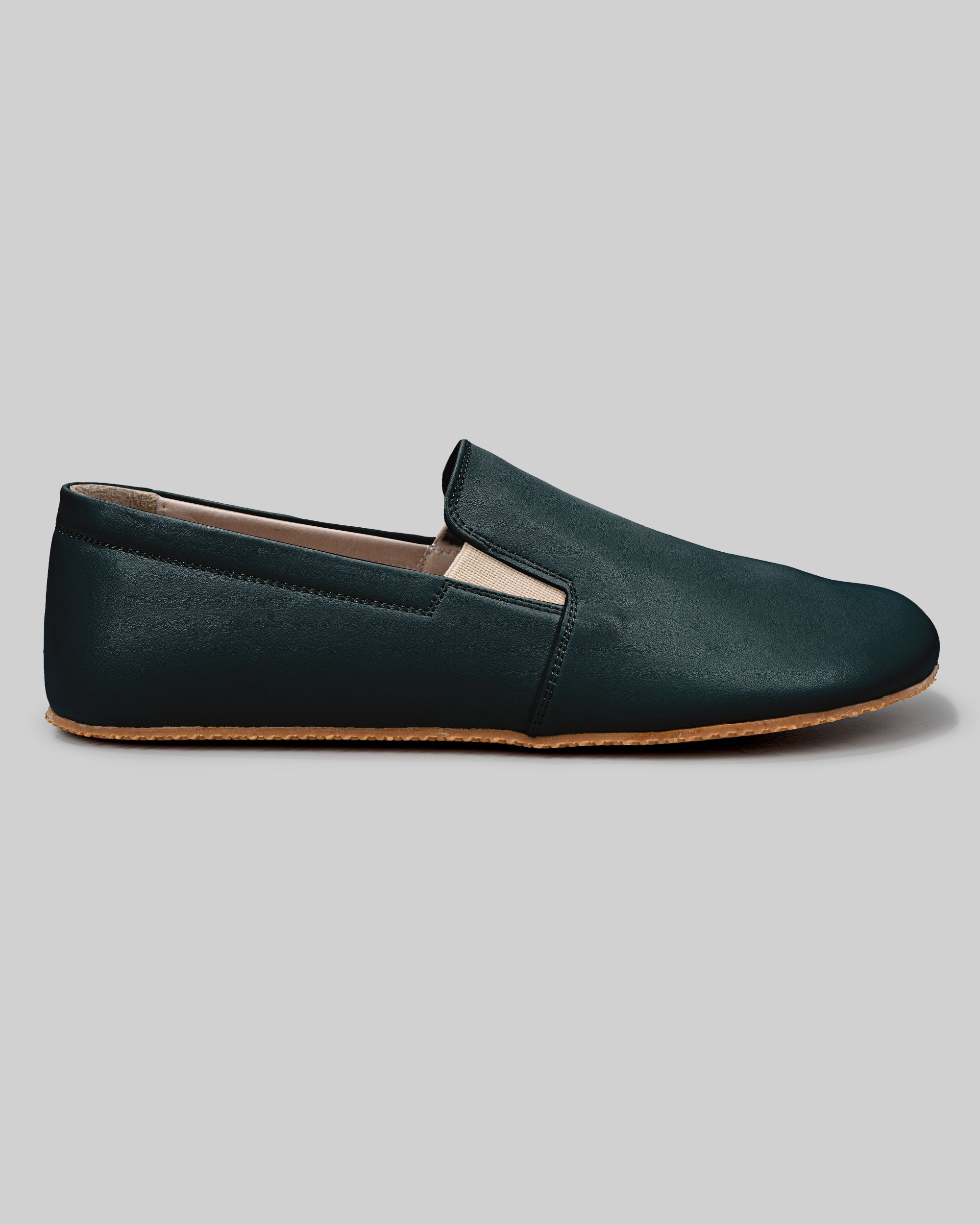 Side view Dark Green Barefoot Shoes - Calf Leather Zero Drop | Bespoky