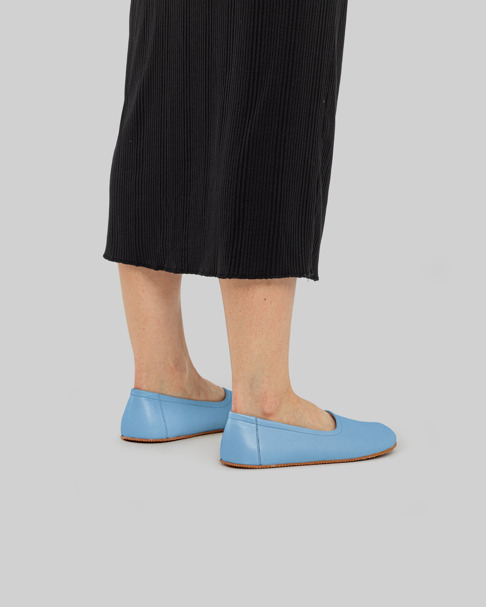 Detail Baby Blue Ballet Flats - Handcrafted Calf Leather Turkey | Bespoky