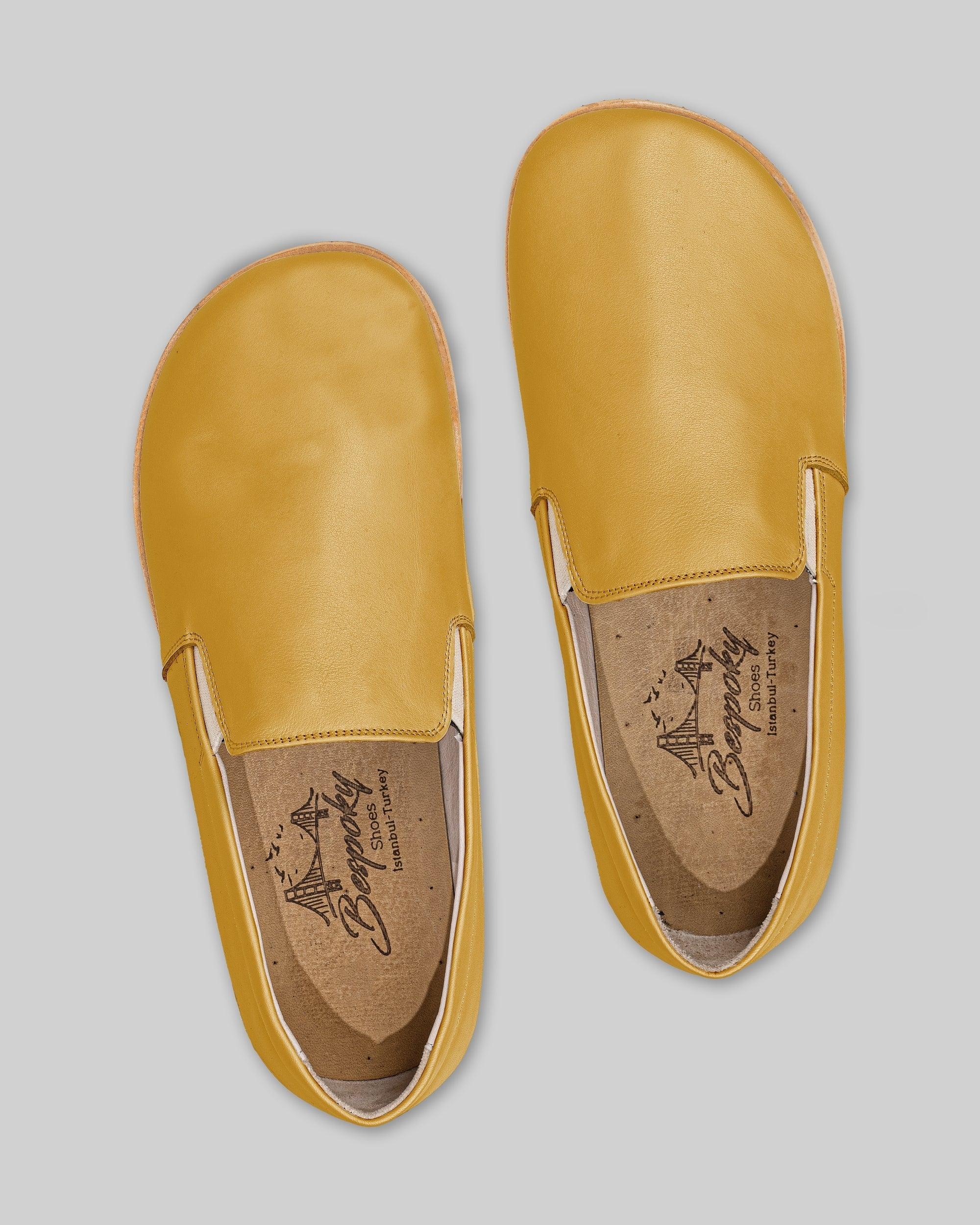 Side view Mustard Barefoot Shoes - Calf Leather Zero Drop | Bespoky