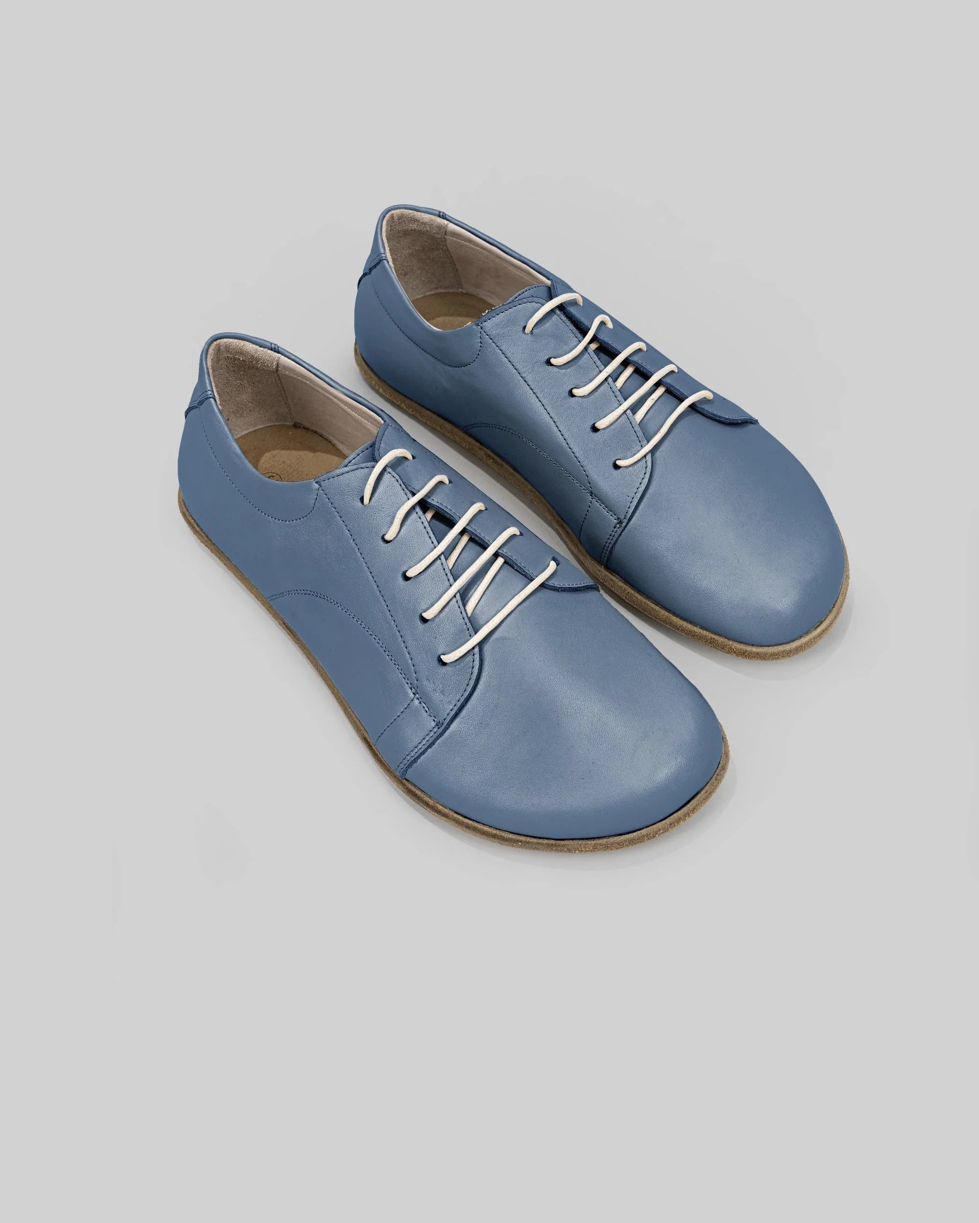 Women's Jean Blue Barefoot Sneaker - Handcrafted Calf Leather Wide Toe Box | Bespoky