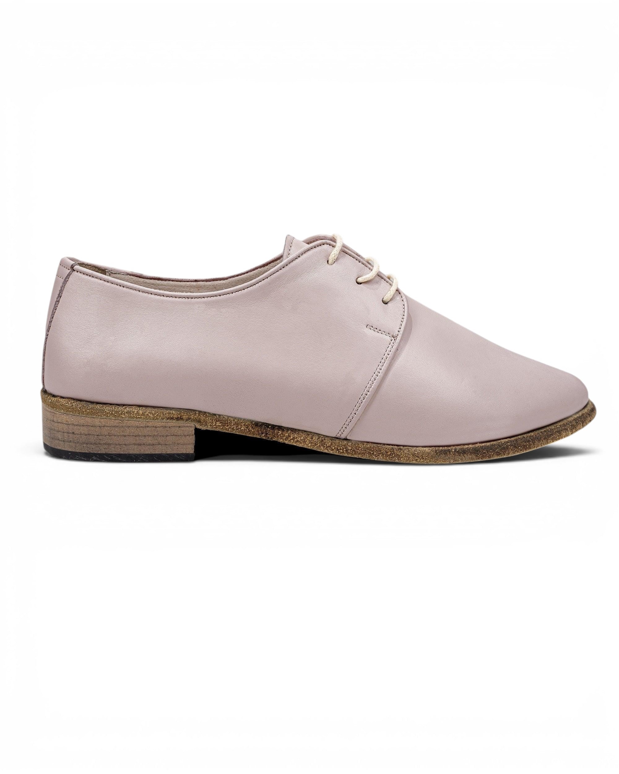 Detail Pink Pointed Toe Oxford - Handcrafted Calf Leather Turkey | Bespoky