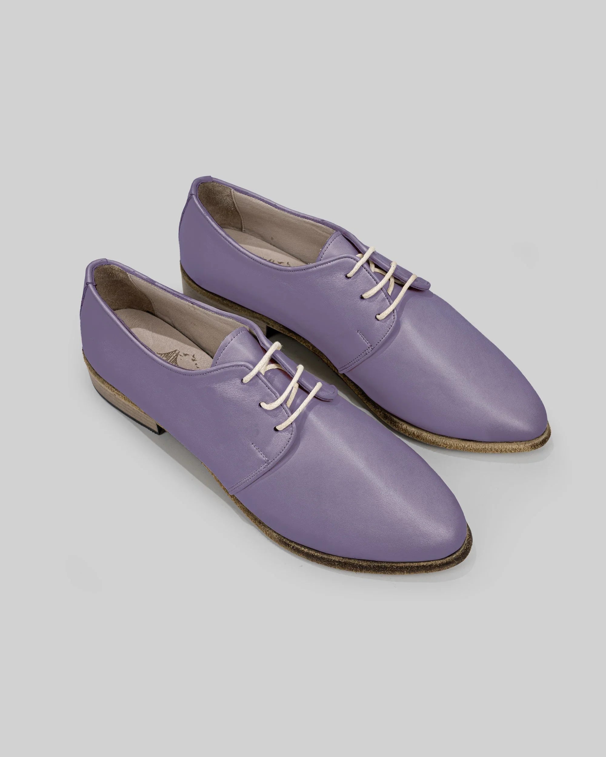 Women's Purple Pointed Toe Oxford - Handcrafted Calf Leather Wide Toe Box | Bespoky