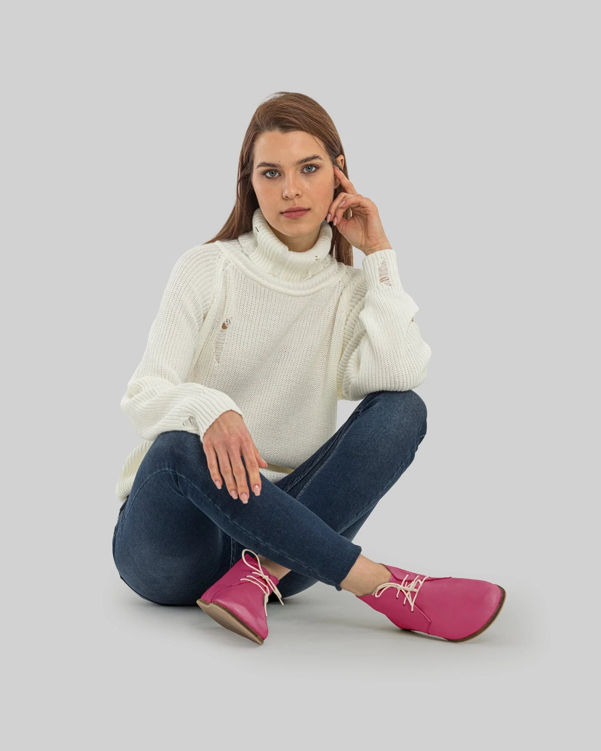 Sole detail Fuchsia Ankle Boots - Zero Drop Calf Leather | Bespoky