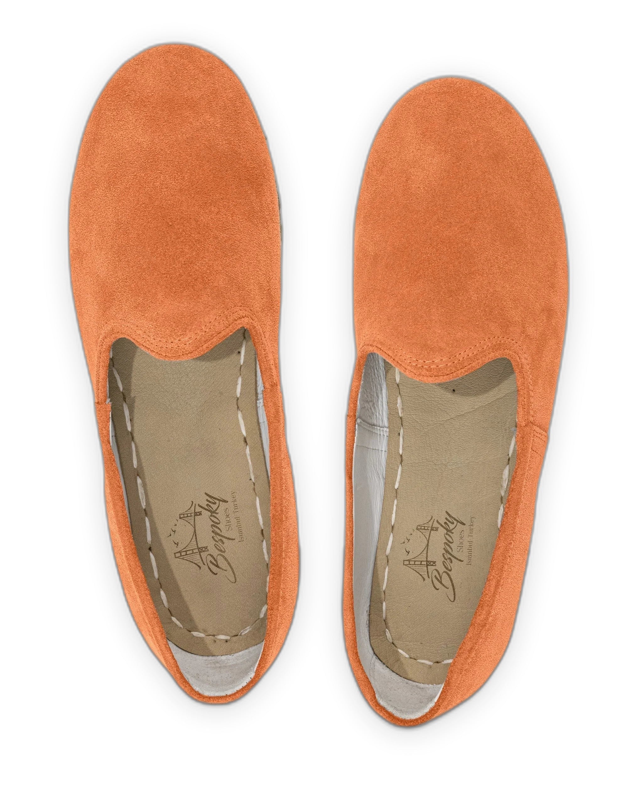 Side view Orange Suede Yemeni Shoes - Calf Leather Zero Drop | Bespoky