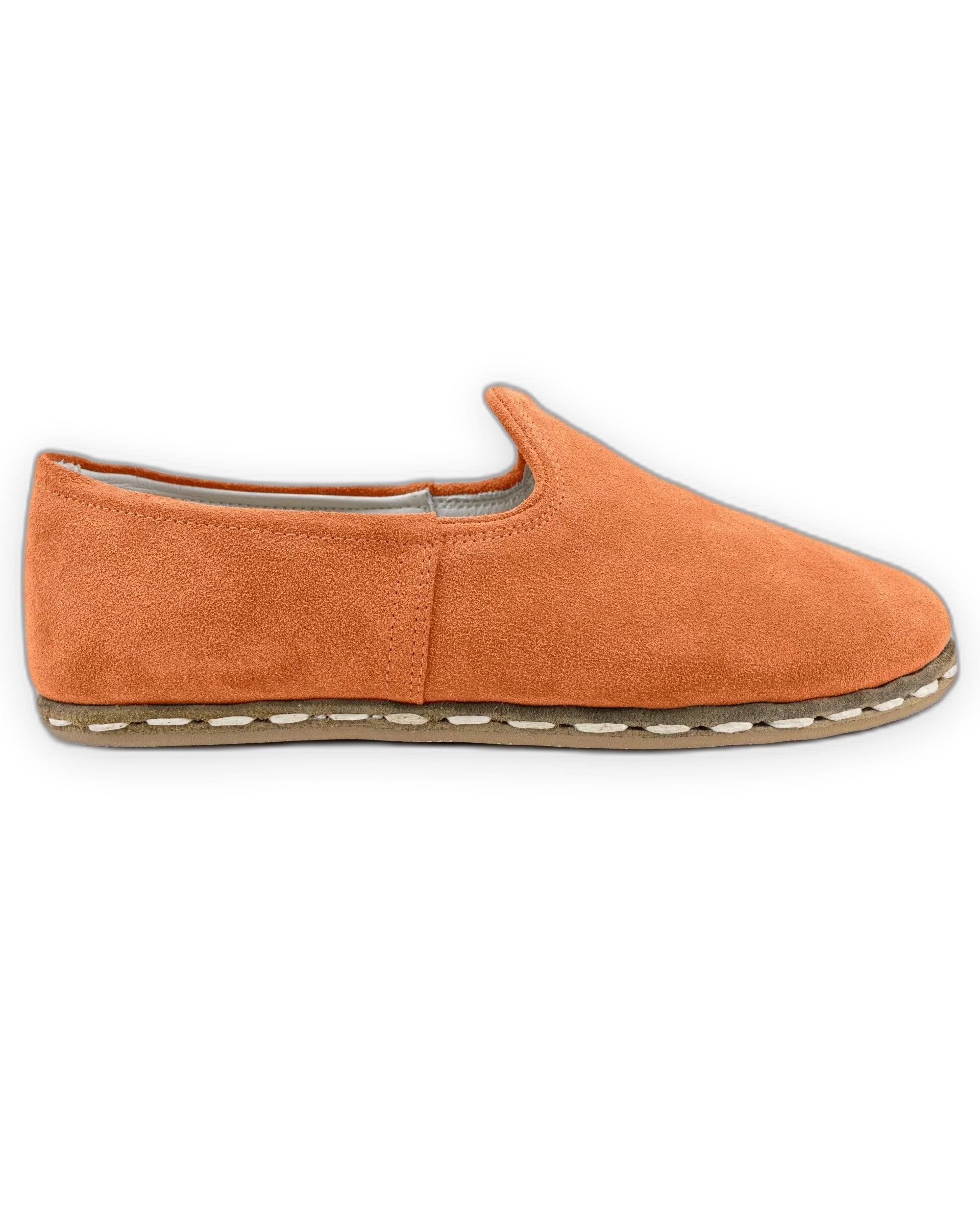 Top view Orange Suede Yemeni Shoes - Handcrafted Calf Leather | Bespoky
