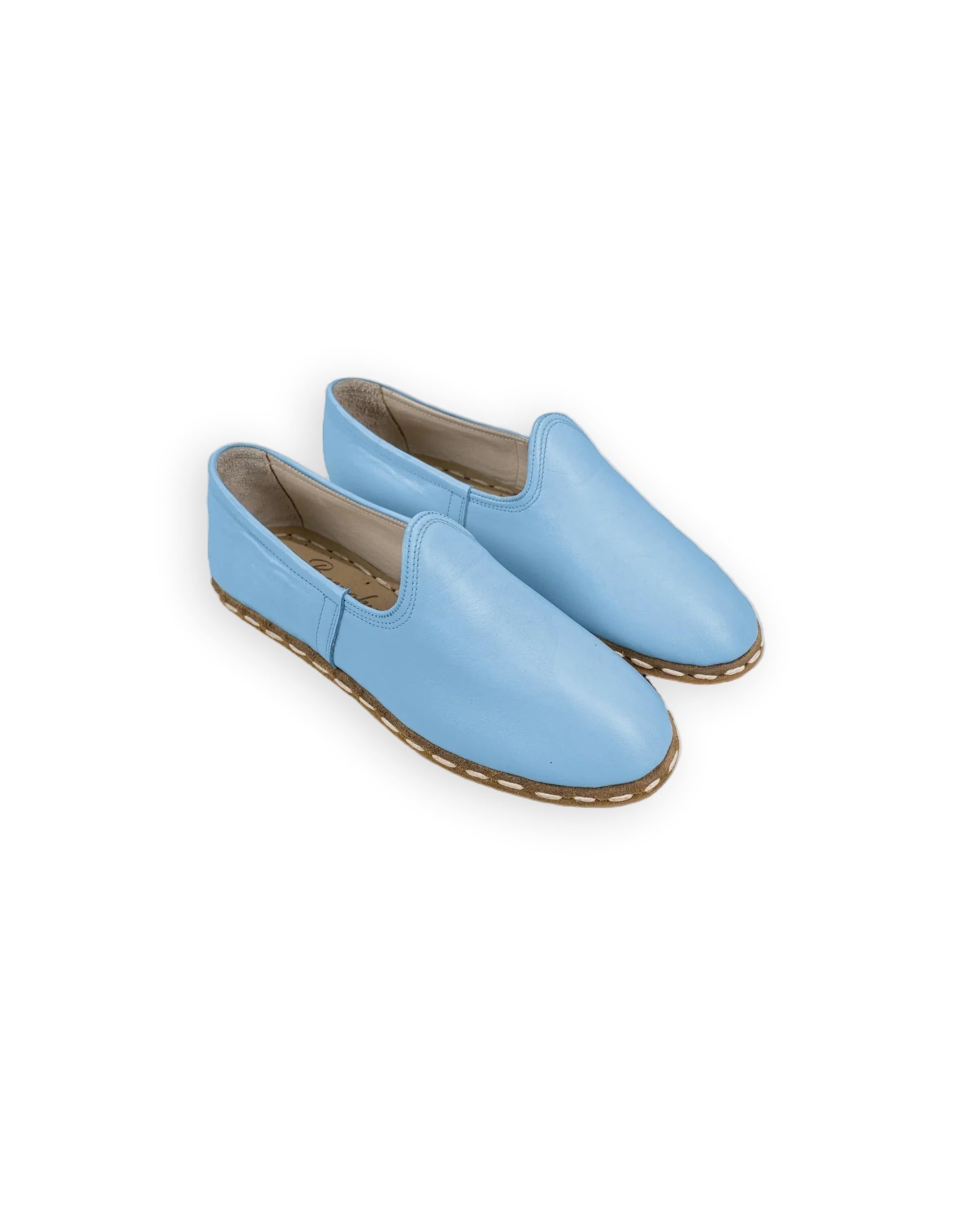 Men's Baby Blue Yemeni Shoes - Handcrafted Calf Leather Wide Toe Box | Bespoky