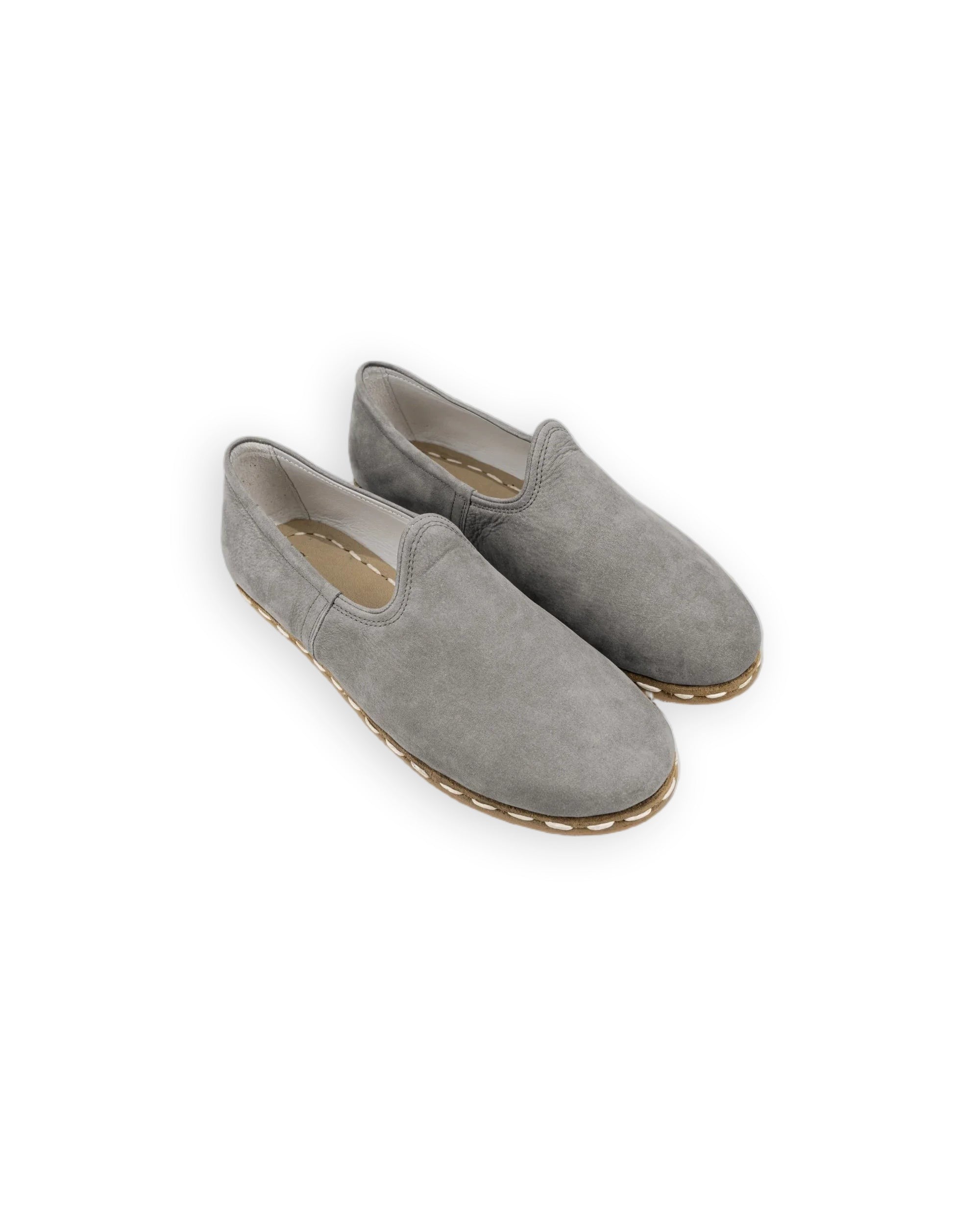 Men's Grey Nubuck Yemeni Shoes - Handcrafted Calf Leather Wide Toe Box | Bespoky