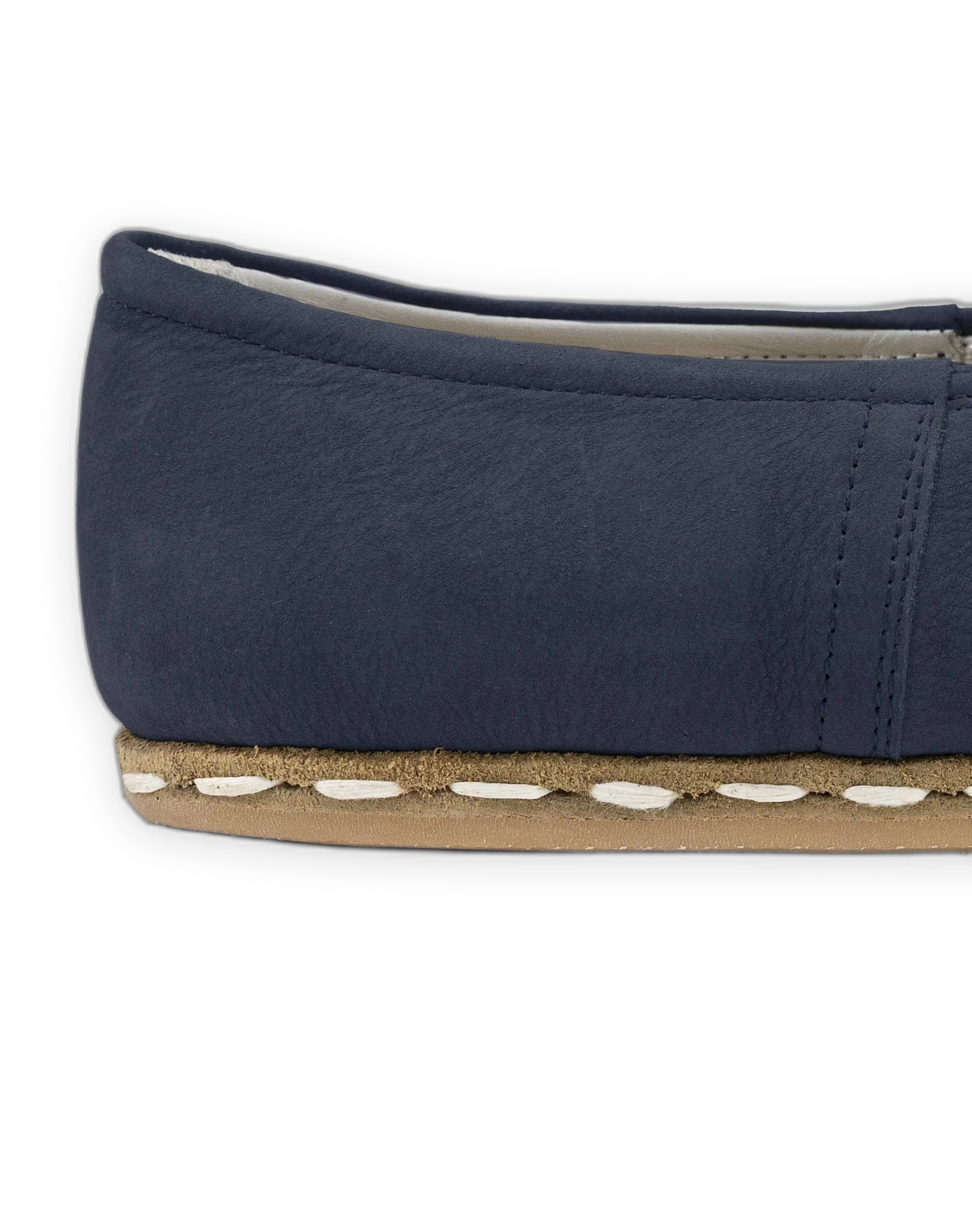 Detail Navy Blue Nubuck Yemeni Shoes - Handcrafted Calf Leather Turkey | Bespoky