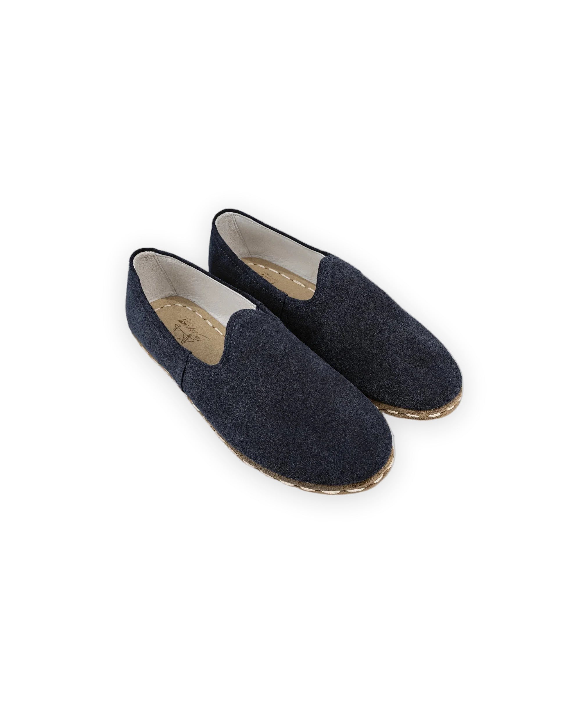 Men's Navy Suede Yemeni Shoes - Handcrafted Calf Leather Wide Toe Box | Bespoky